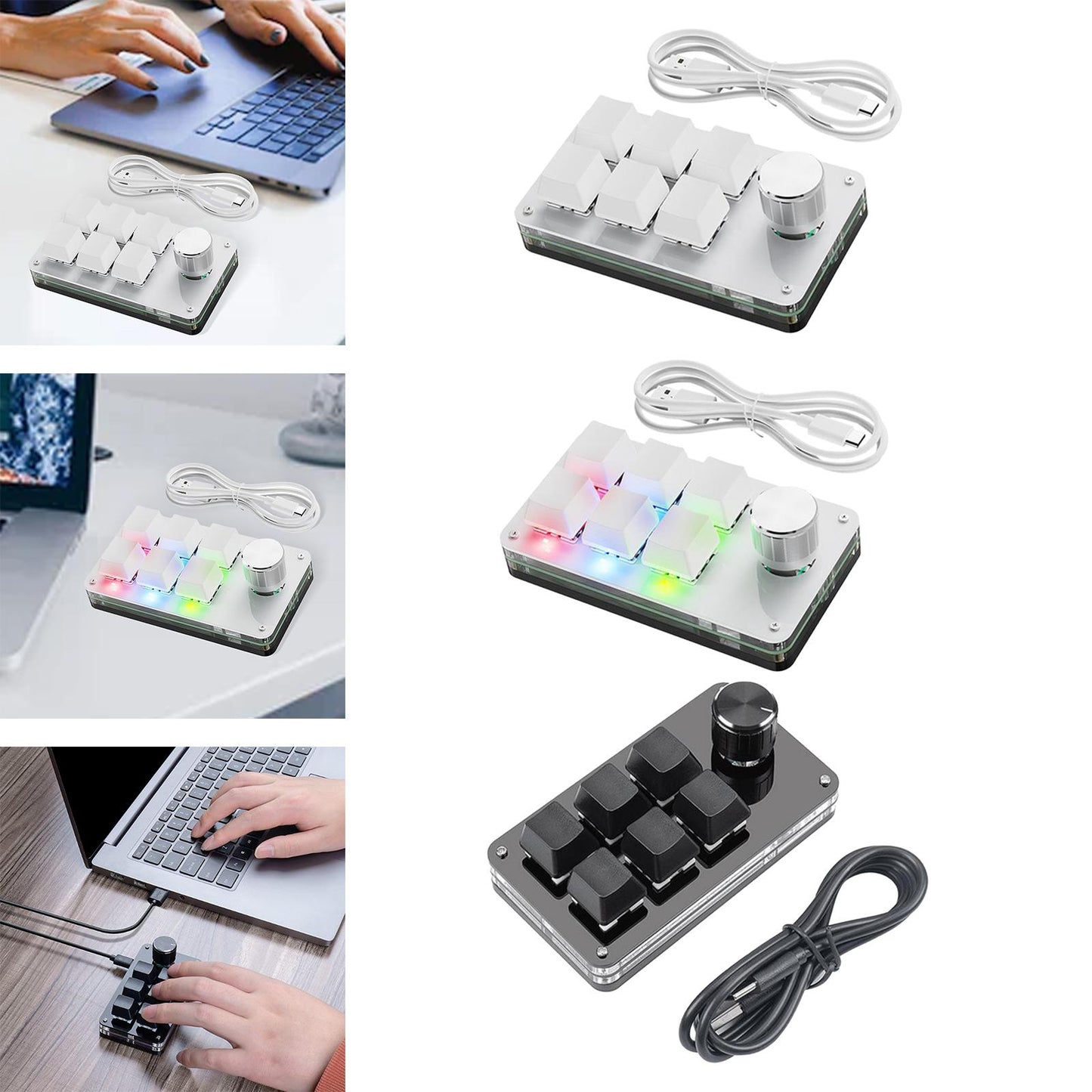 Programming macro Knob Keyboard Multifunctional Portable White