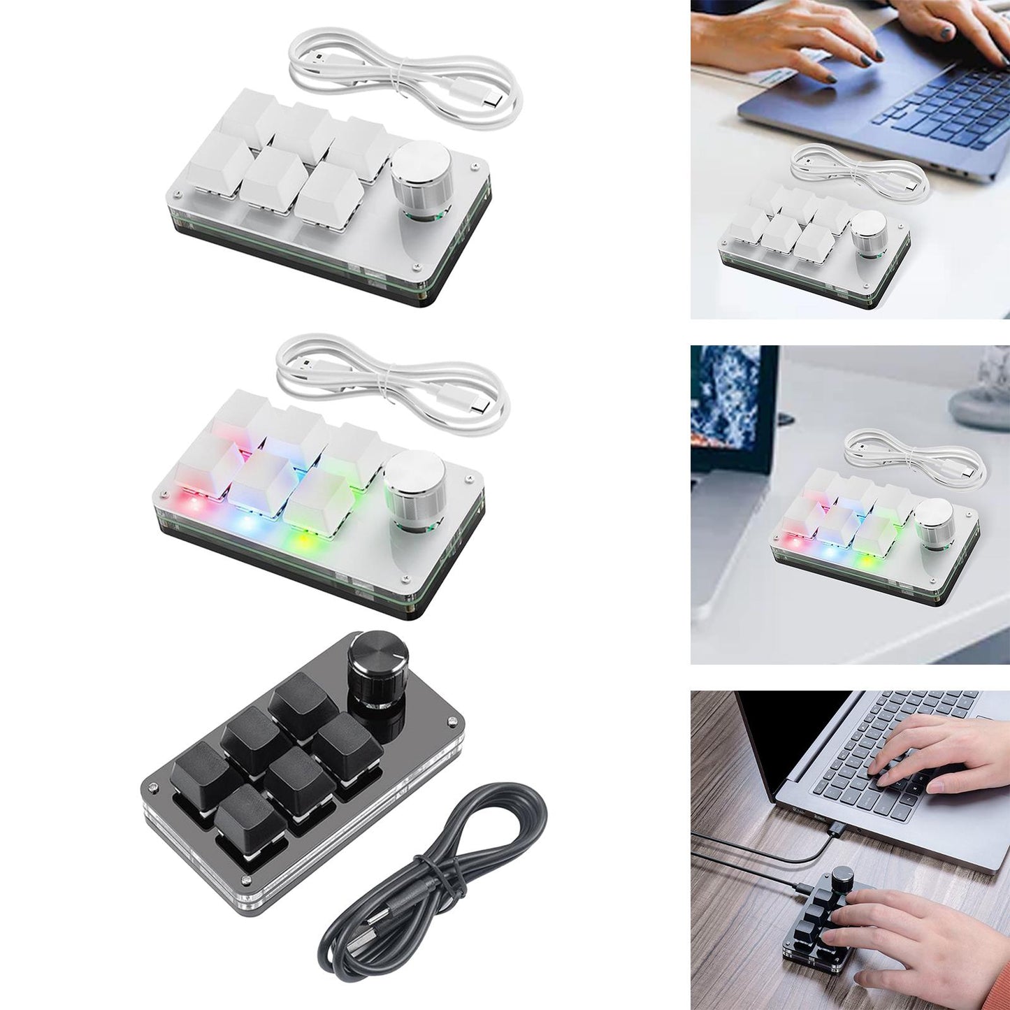 Programming macro Knob Keyboard Multifunctional Portable White