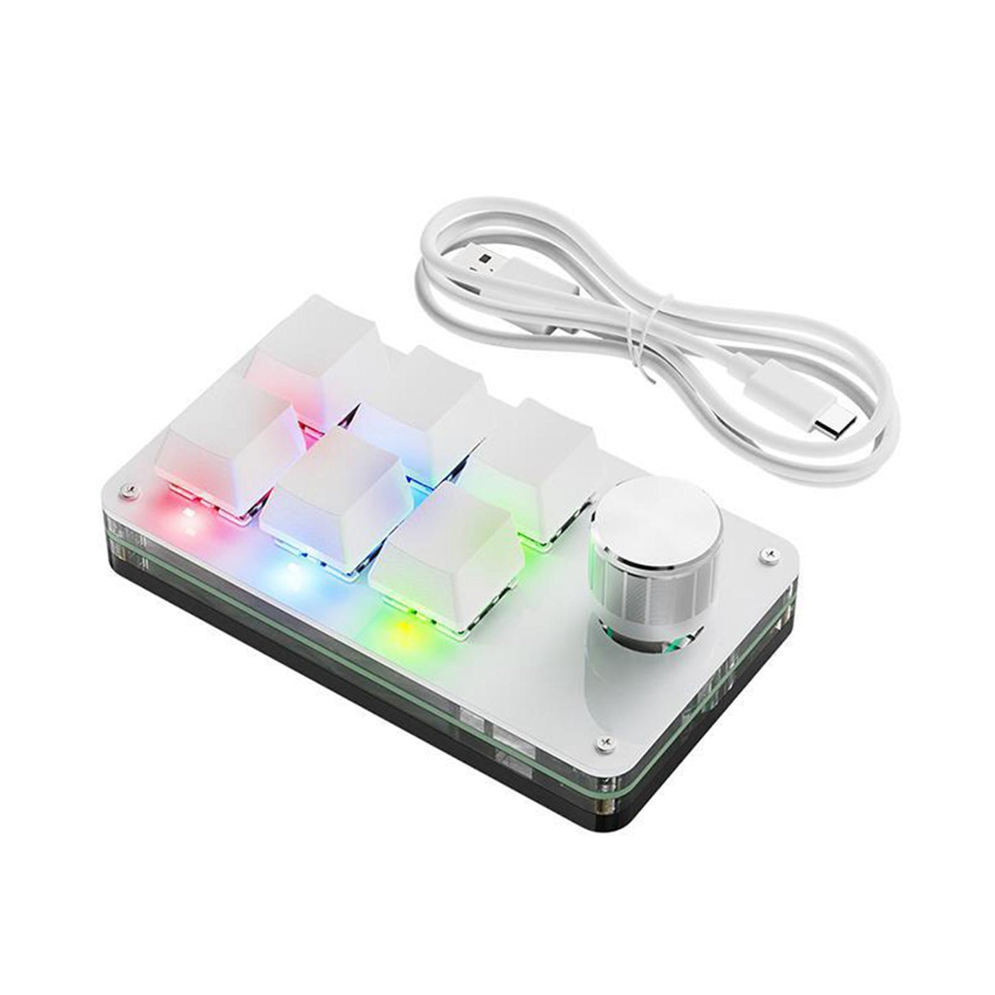 Programming macro Knob Keyboard Multifunctional Portable White with RGB