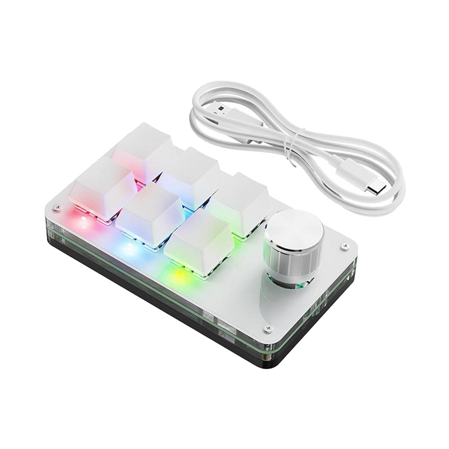Programming macro Knob Keyboard Multifunctional Portable White with RGB