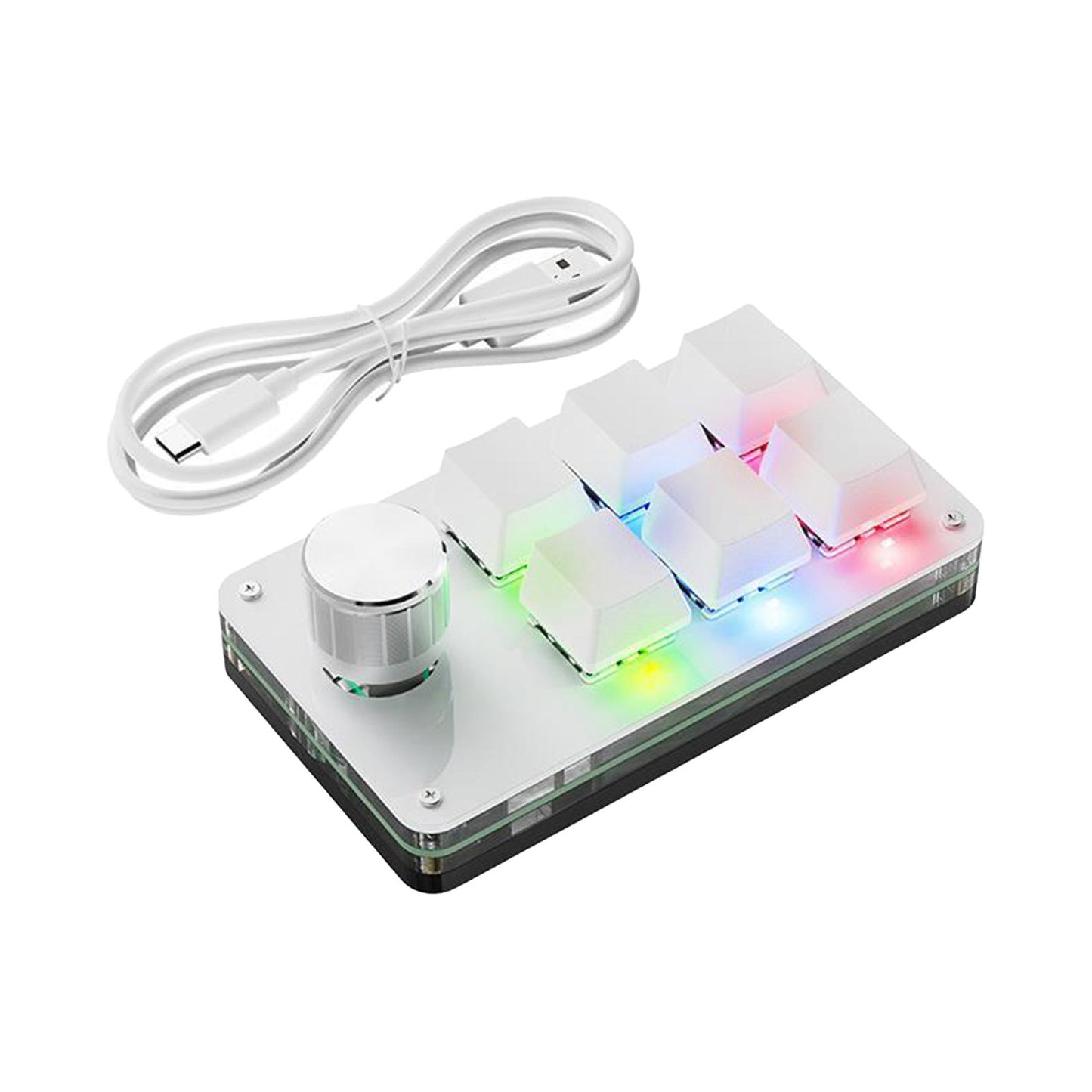 Programming macro Knob Keyboard Multifunctional Portable White with RGB