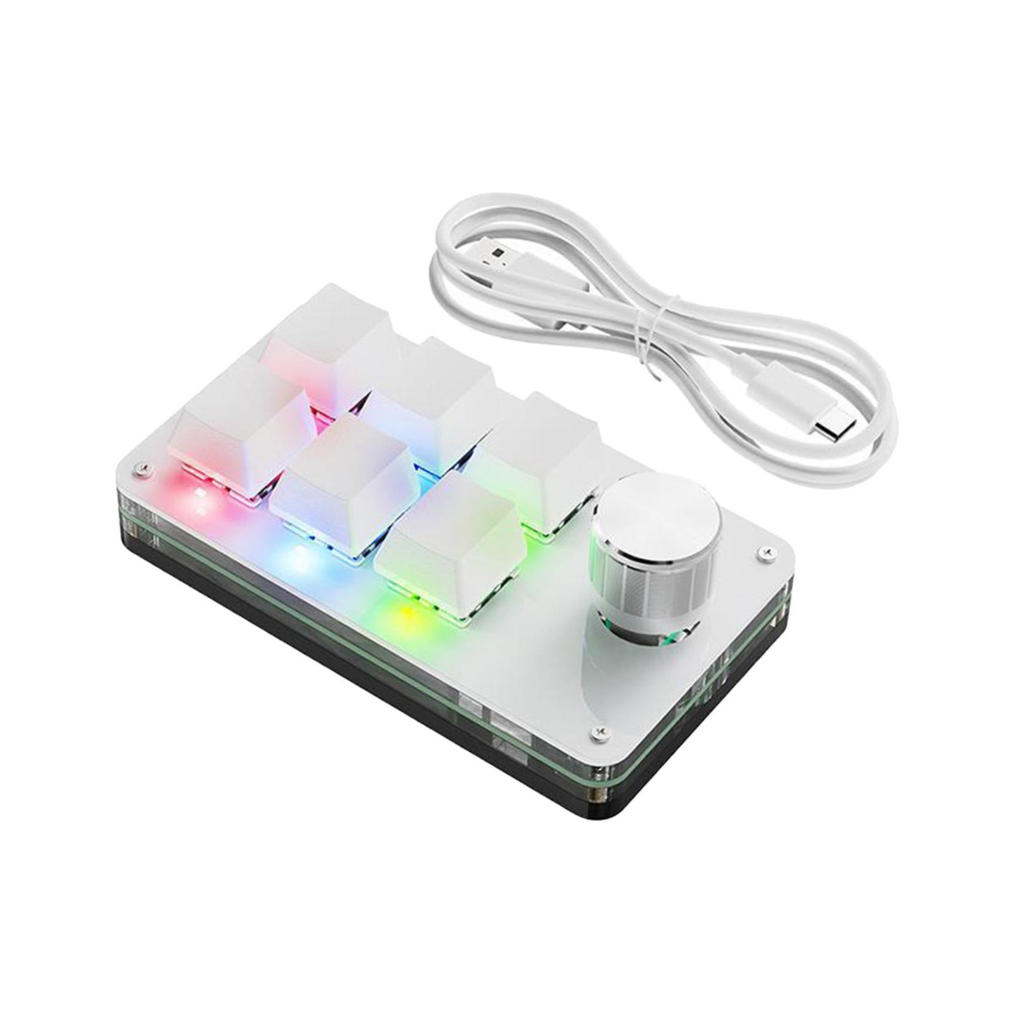 Programming macro Knob Keyboard Multifunctional Portable White with RGB