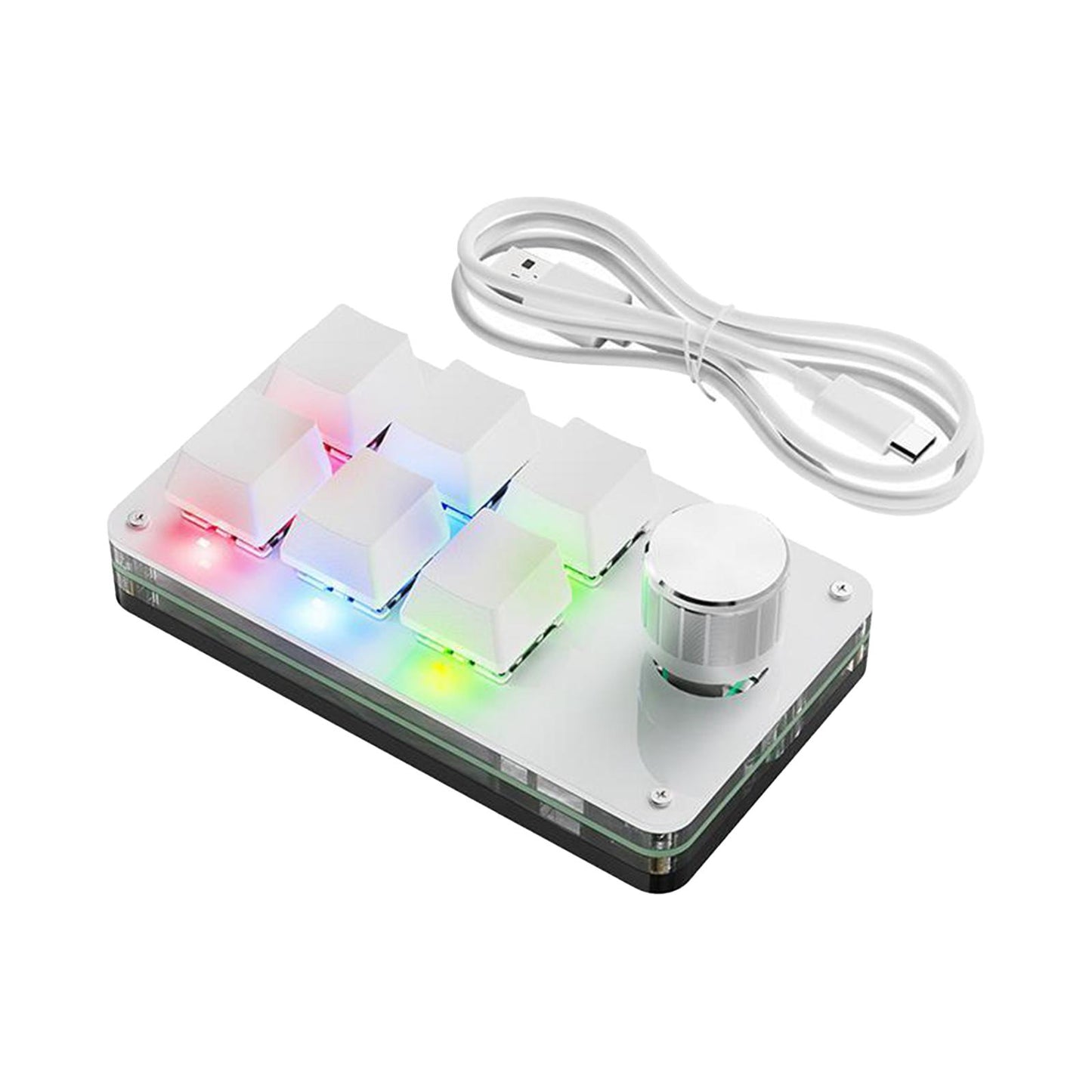 Programming macro Knob Keyboard Multifunctional Portable White with RGB