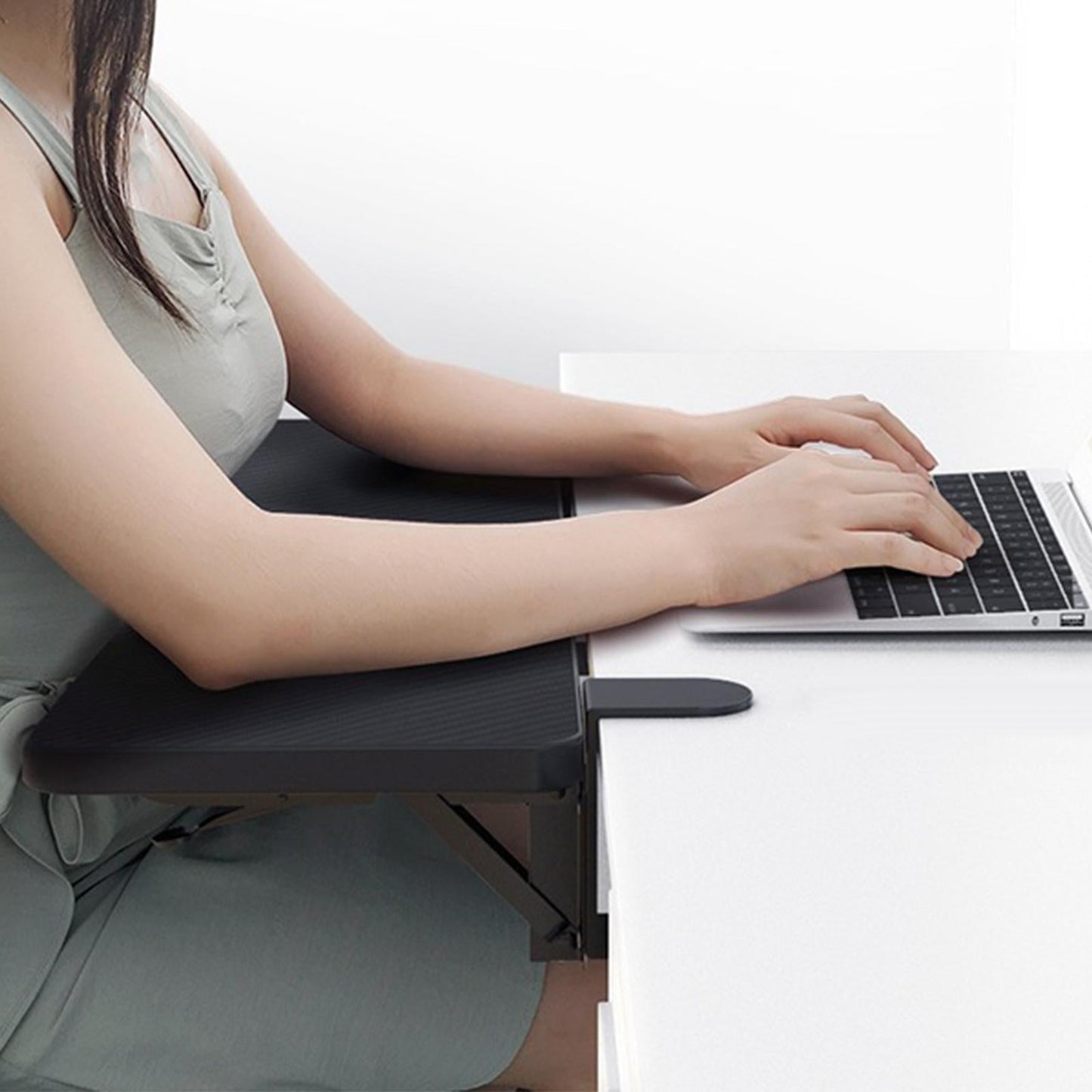 Clamp On Keyboard Tray Arm Wrist Rest Shelf ,55x24cm Wood Professional