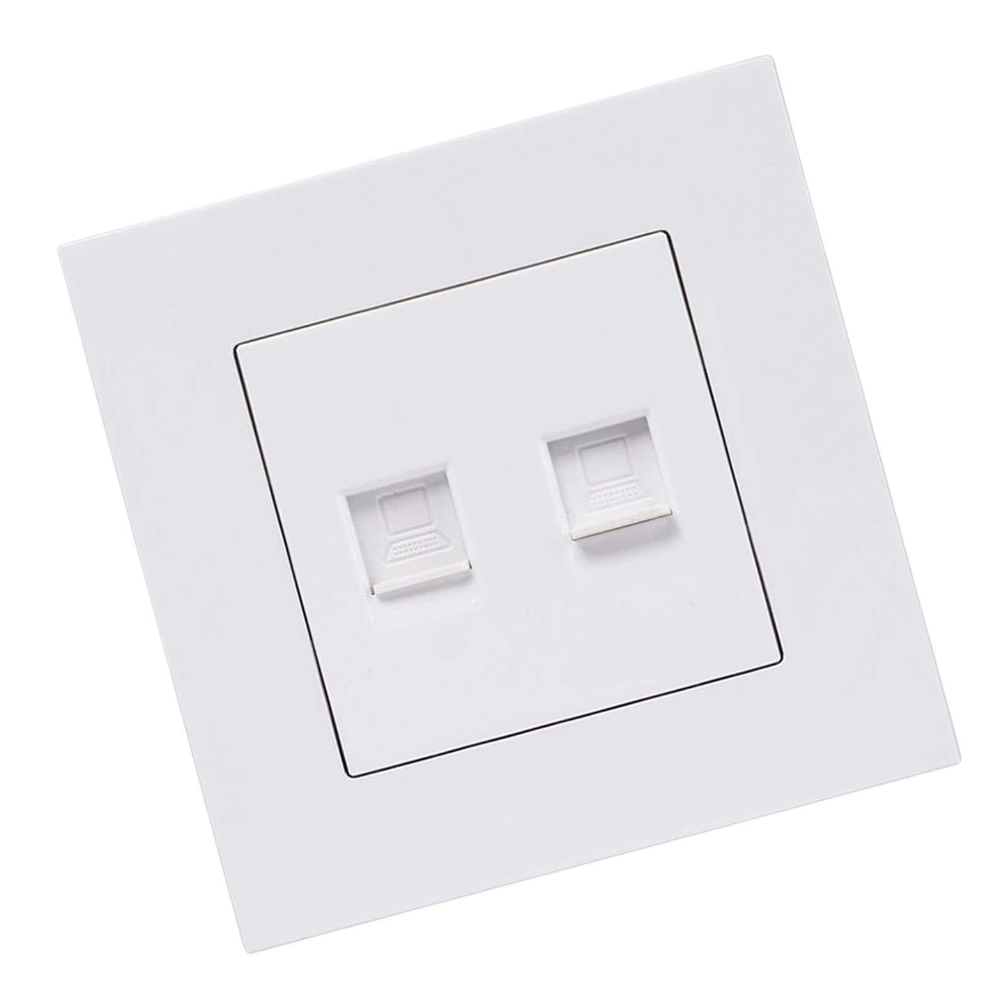 Dual Ethernet Wall Plate Network Cable Socket 86Mmx86mm 10A Rated Current