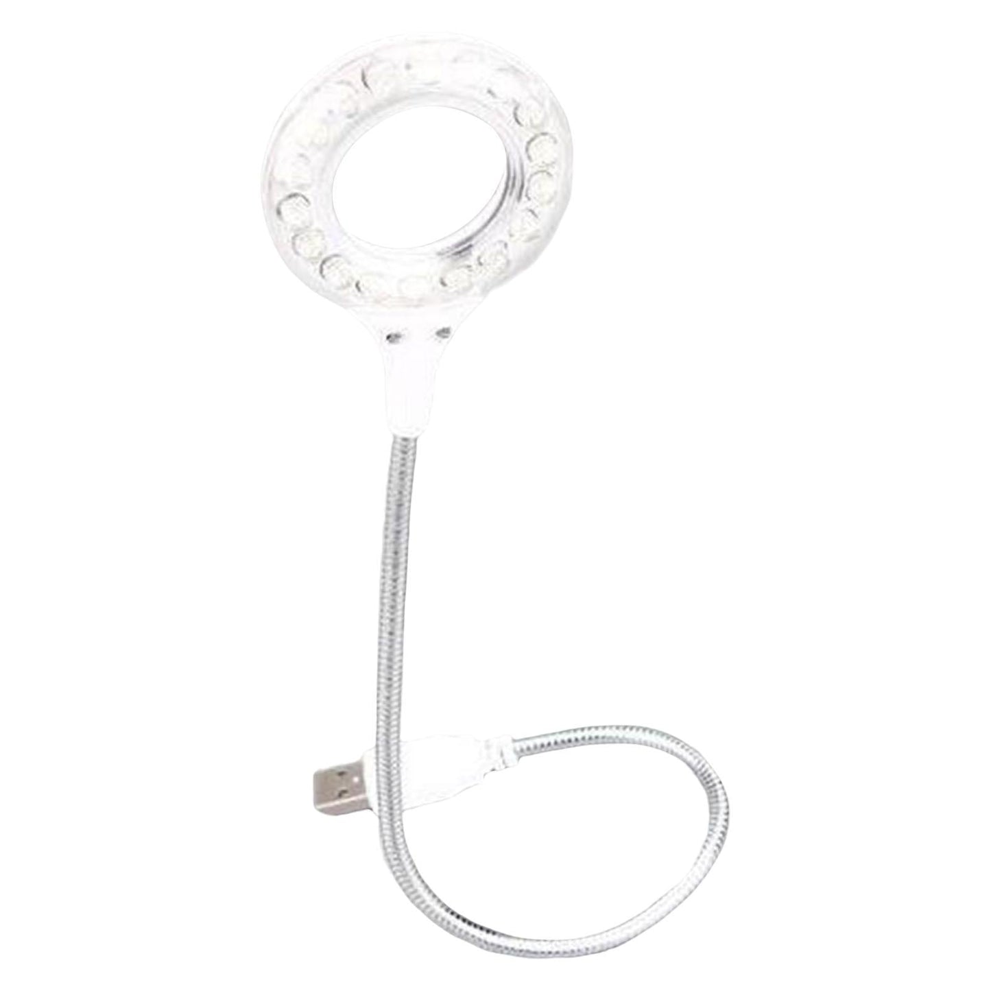 LED USB Circular Light Flexible Gooseneck Reading Lamp, Adjustable Angle White