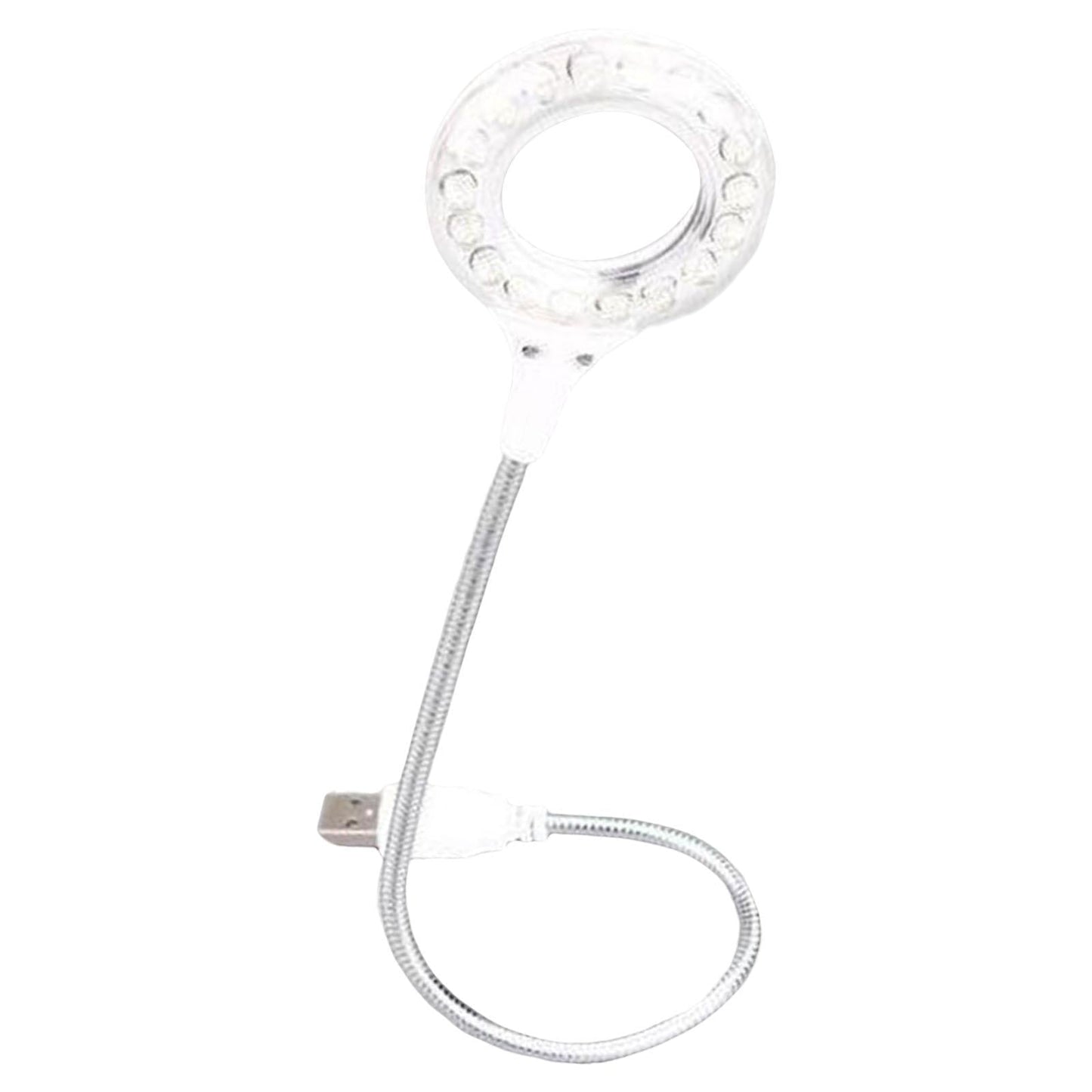 LED USB Circular Light Flexible Gooseneck Reading Lamp, Adjustable Angle White