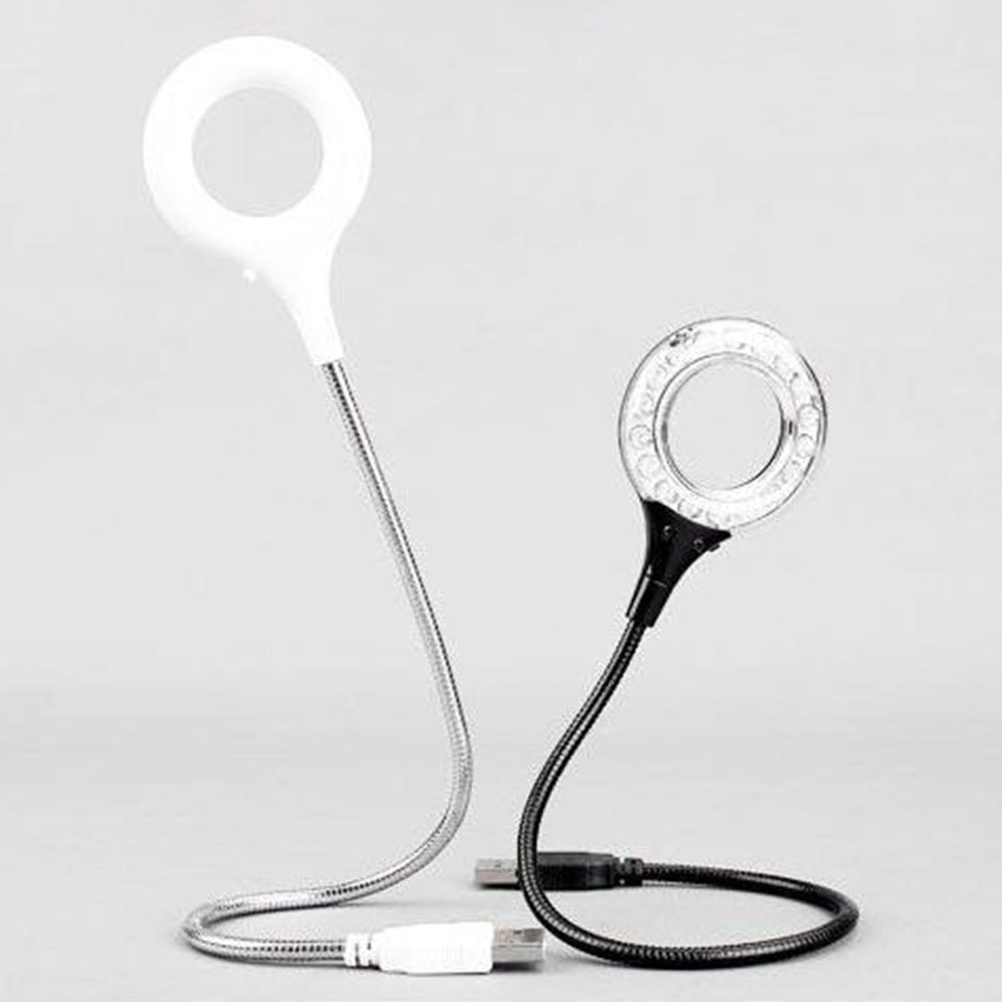 LED USB Circular Light Flexible Gooseneck Reading Lamp, Adjustable Angle White