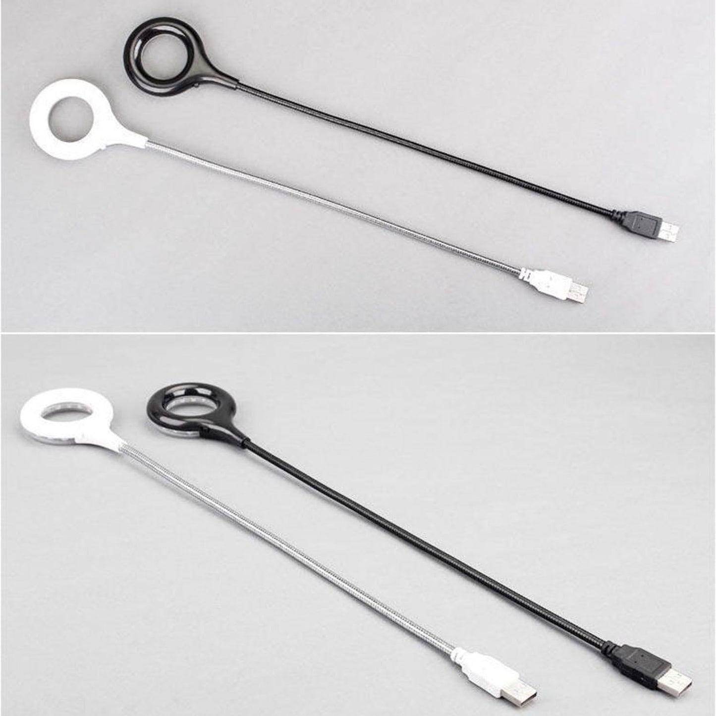 LED USB Circular Light Flexible Gooseneck Reading Lamp, Adjustable Angle White