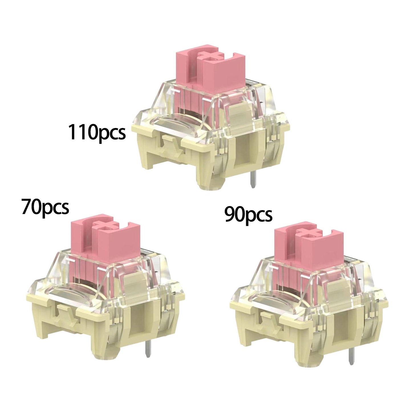 Mechanical Keyboard Switch Smooth Good Light Transmission for Ttc Gold Pink 70pcs