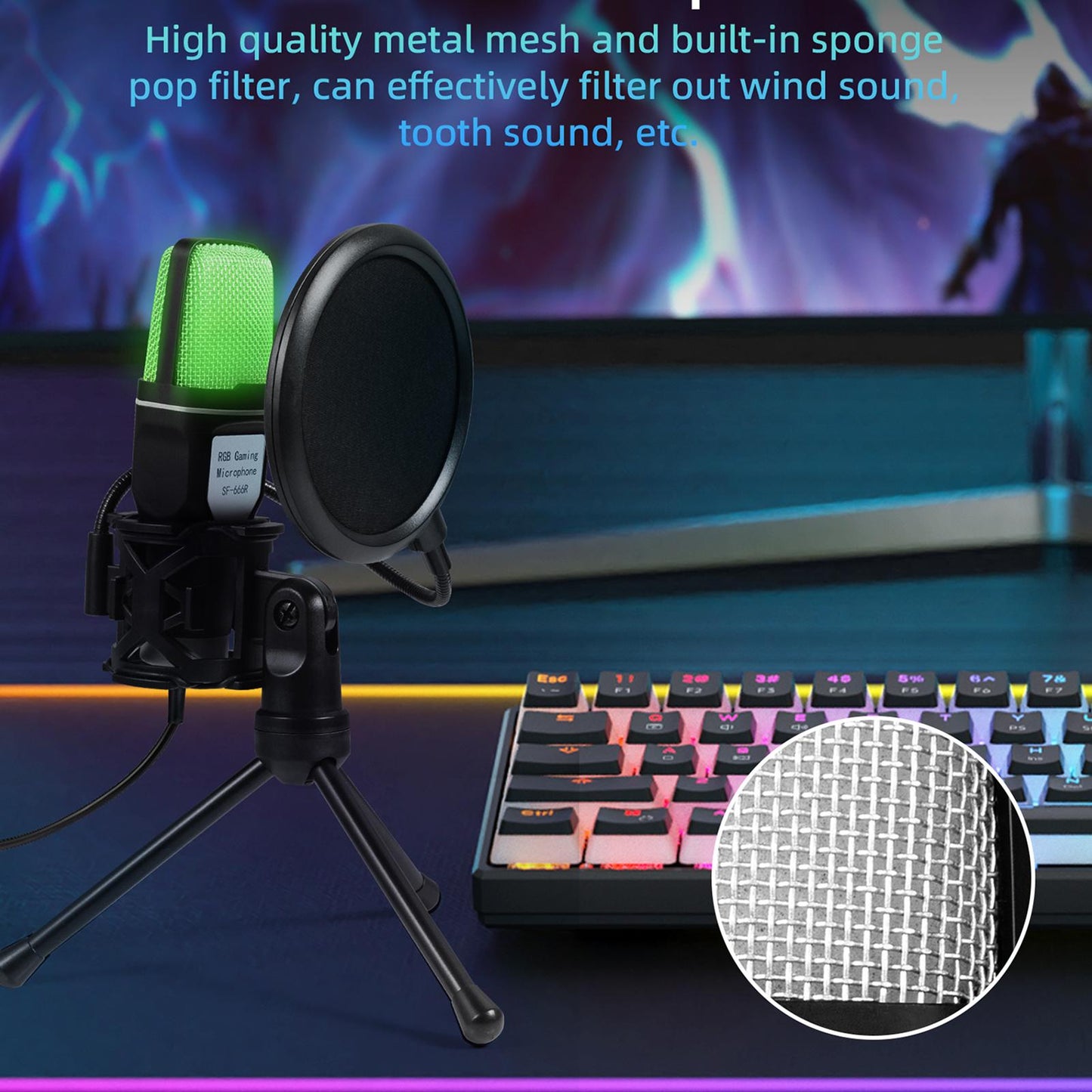 Condenser Microphone Noise Cancelling for Video Recording Gaming Streaming