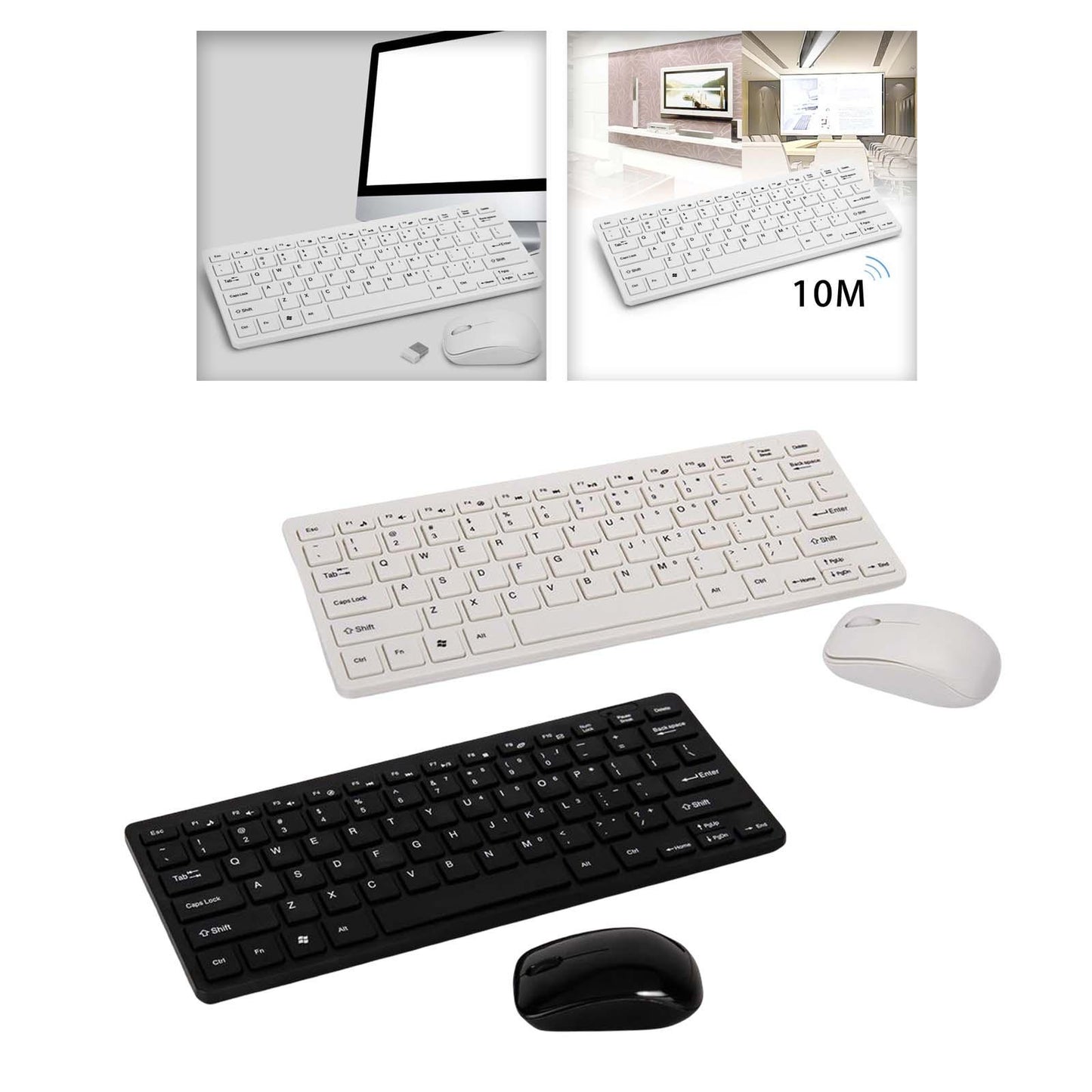 Keyboard and Mouse US Layout Stable Signal mute for Notebook Desktop White