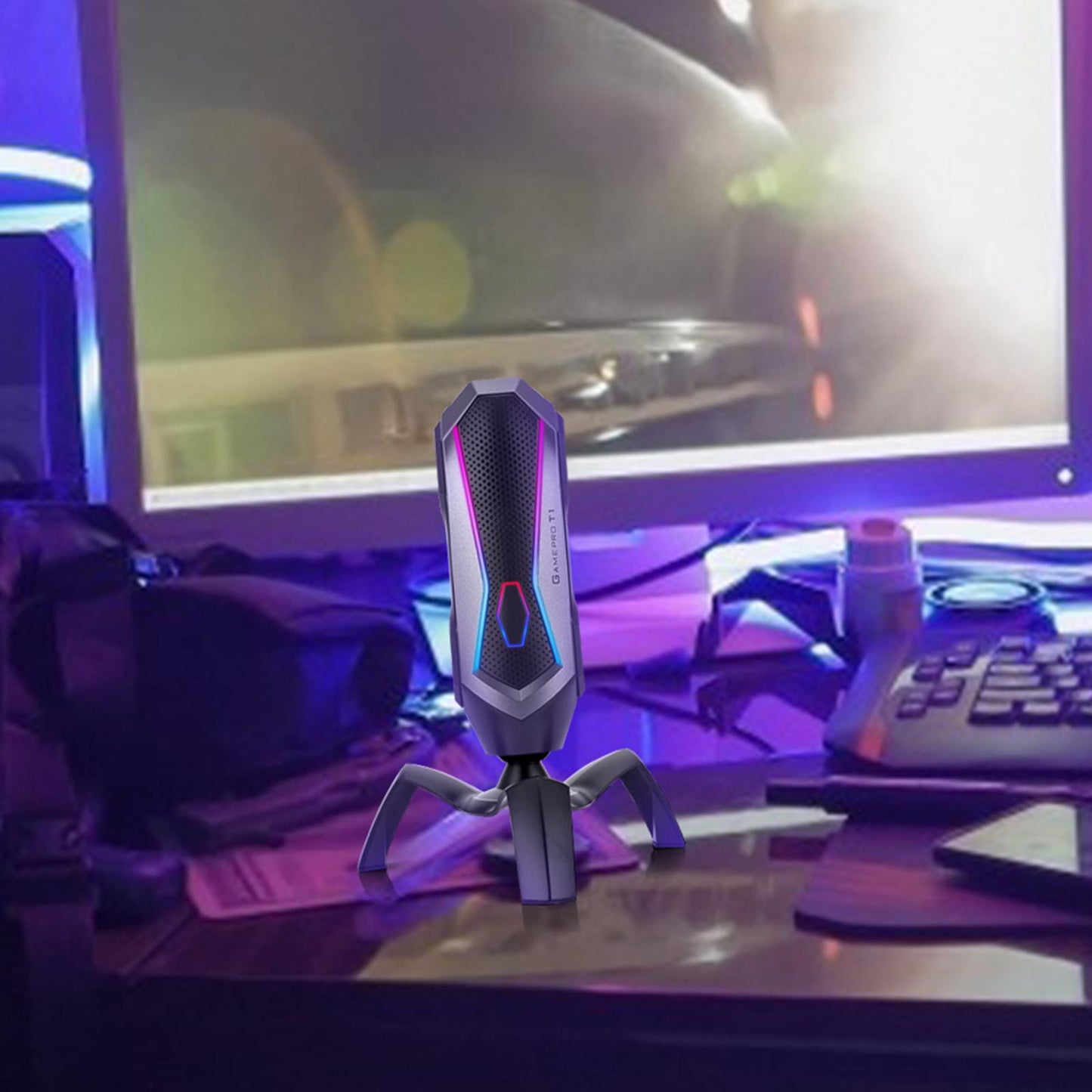 USB Microphone RGB USB Gaming Mic for Streaming Livestreaming PC Recording