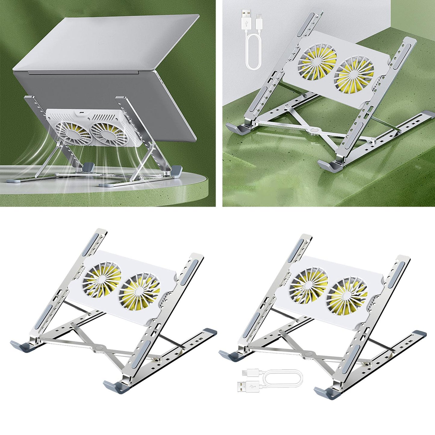 Foldable Laptop Cooling Pad Stand Portable Adjustable for Table no Type C Cable