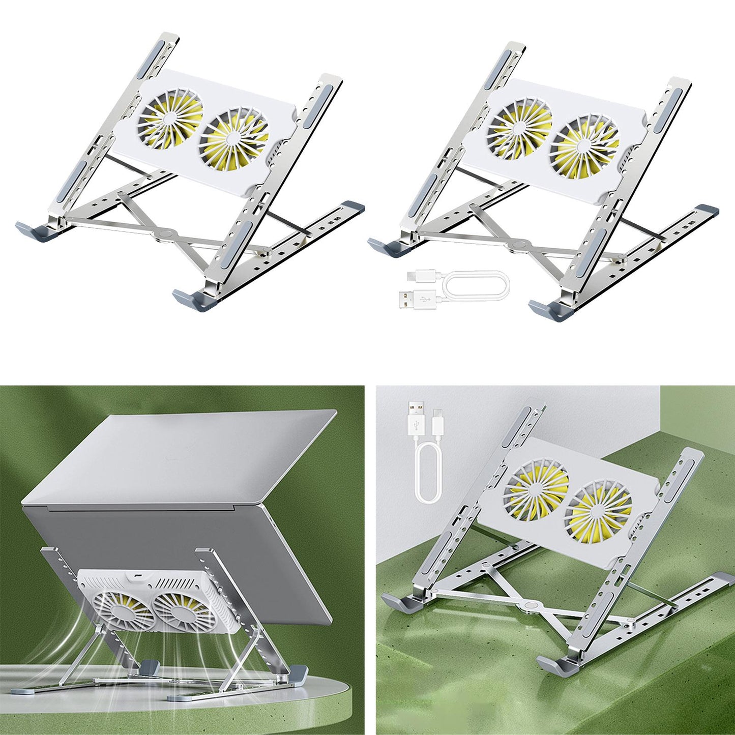 Foldable Laptop Cooling Pad Stand Portable Adjustable for Table no Type C Cable
