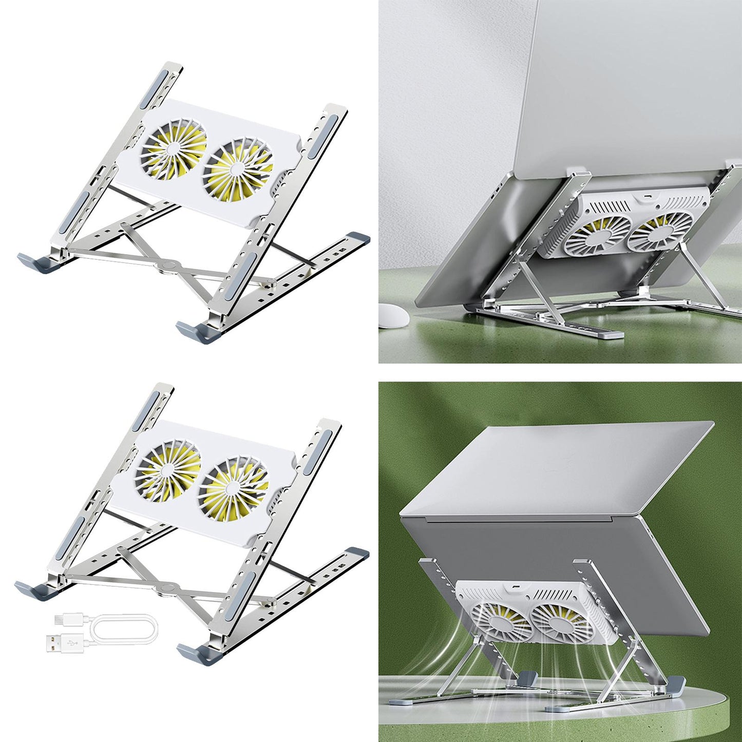 Foldable Laptop Cooling Pad Stand Portable Adjustable for Table no Type C Cable