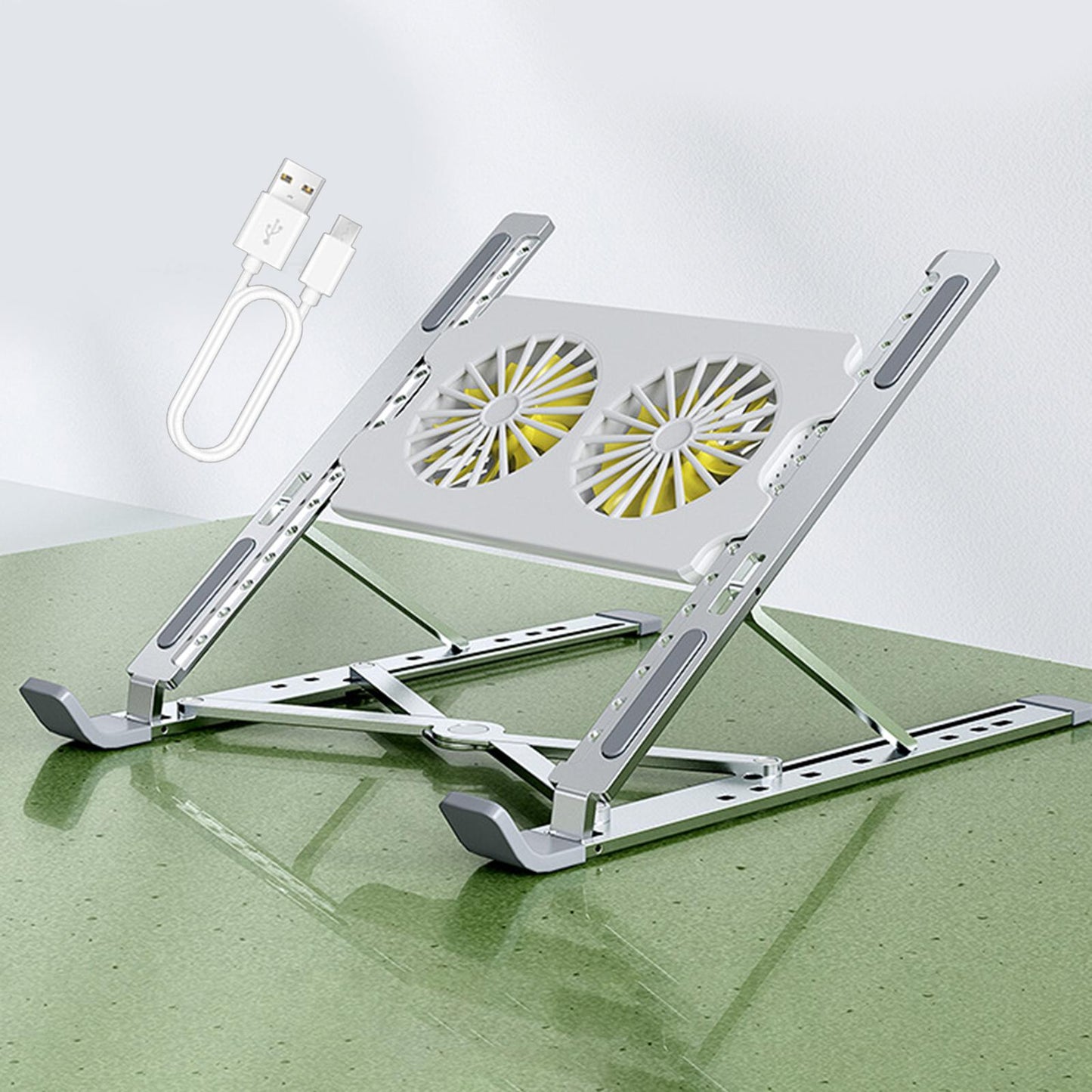 Foldable Laptop Cooling Pad Stand Portable Adjustable for Table with Type C Cable