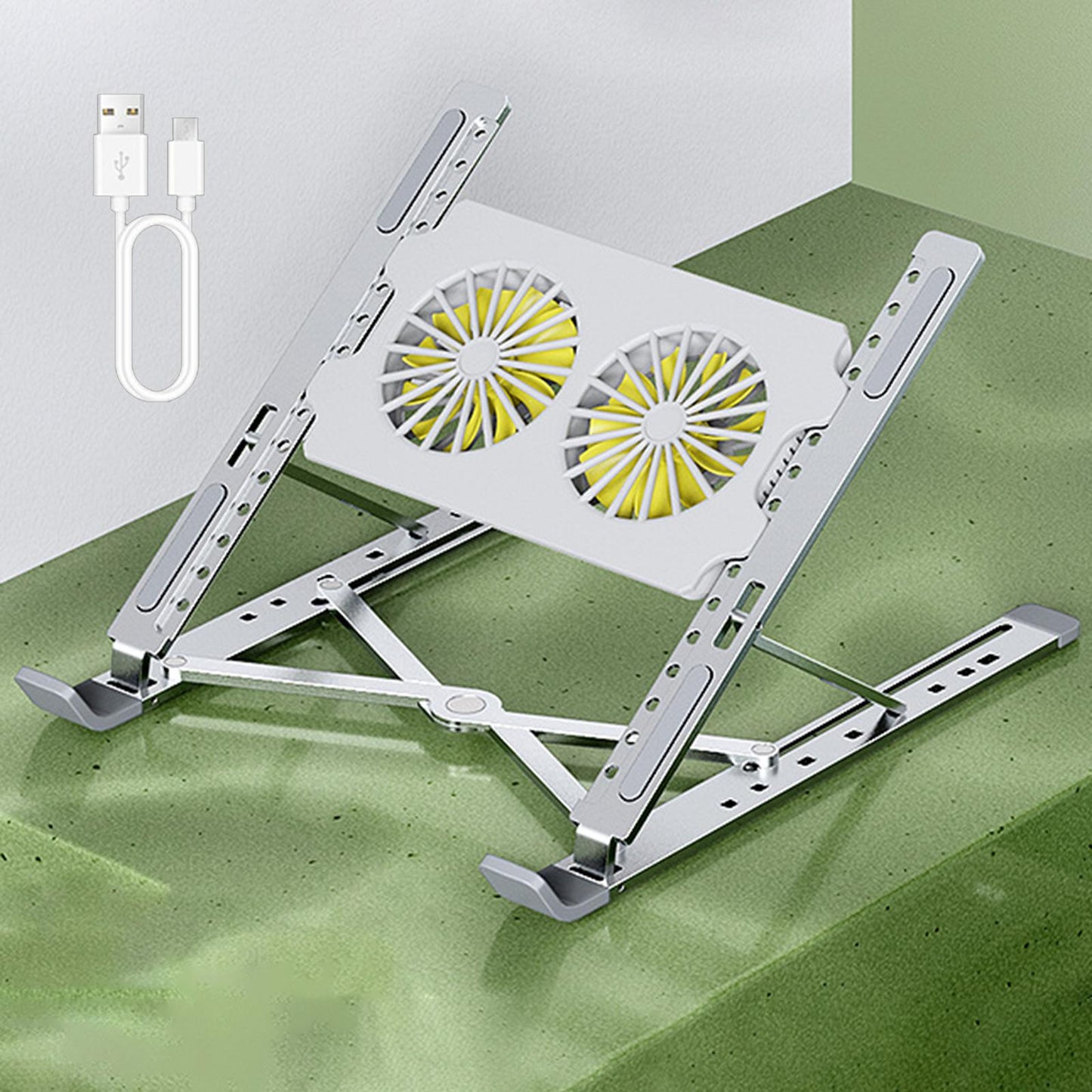 Foldable Laptop Cooling Pad Stand Portable Adjustable for Table with Type C Cable