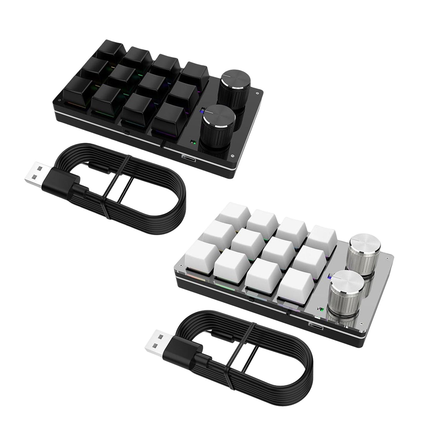 12 Key Mini Mechanical Keyboard Programmable Keypad RGB Lights for Office Black