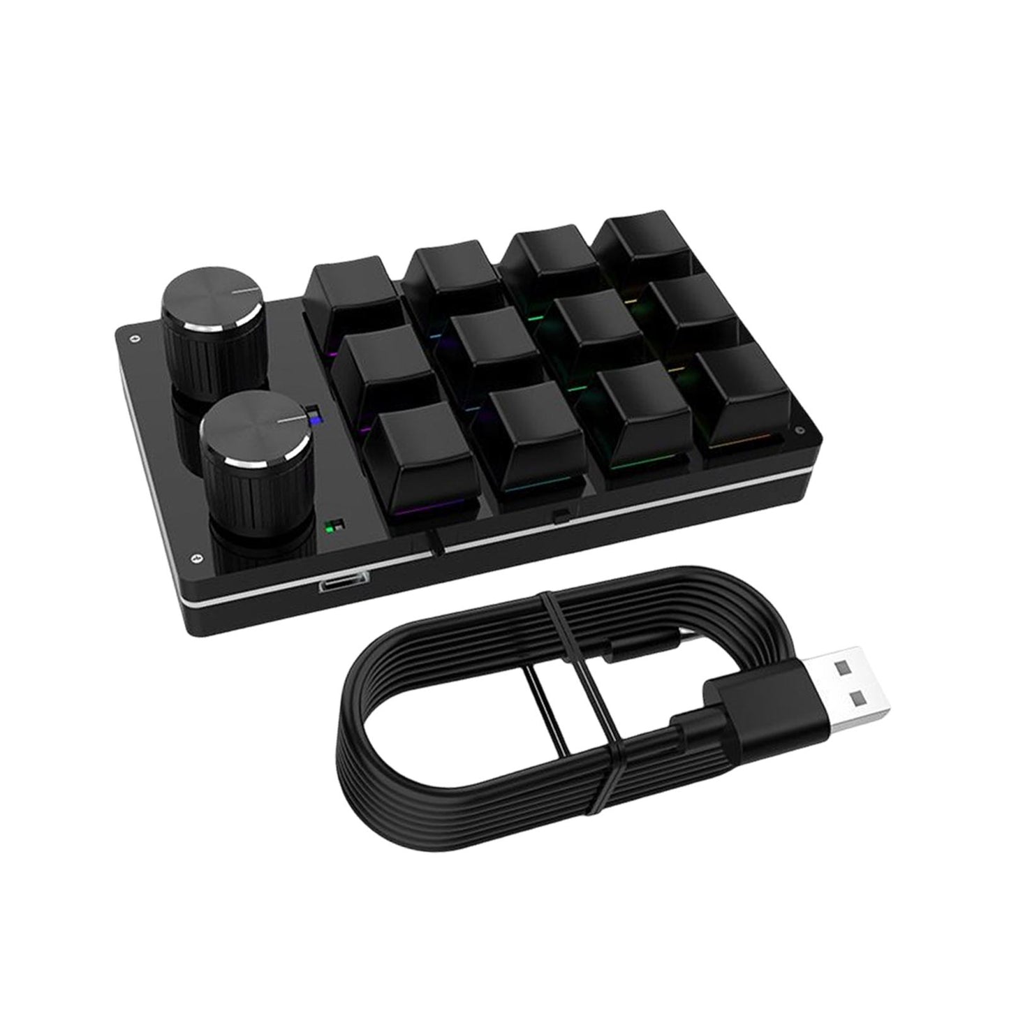 12 Key Mini Mechanical Keyboard Programmable Keypad RGB Lights for Office Black