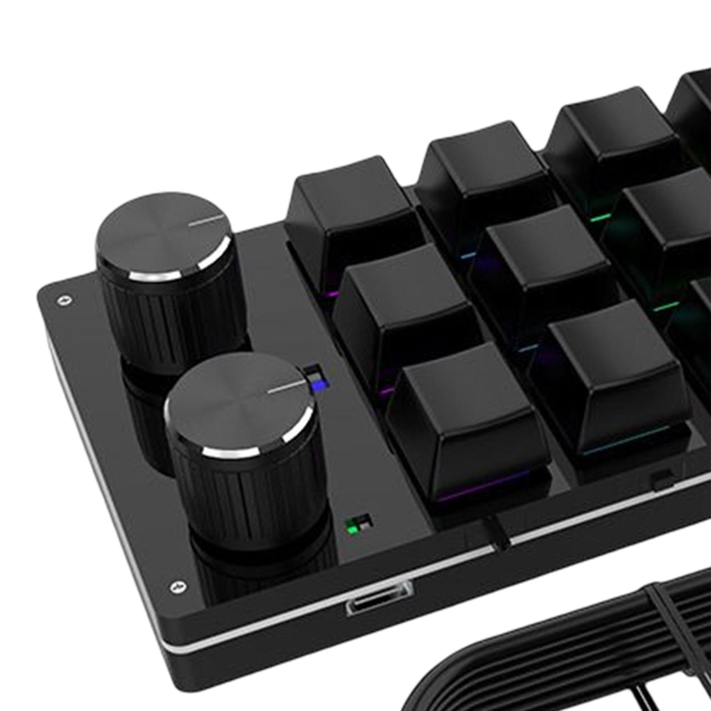 12 Key Mini Mechanical Keyboard Programmable Keypad RGB Lights for Office Black