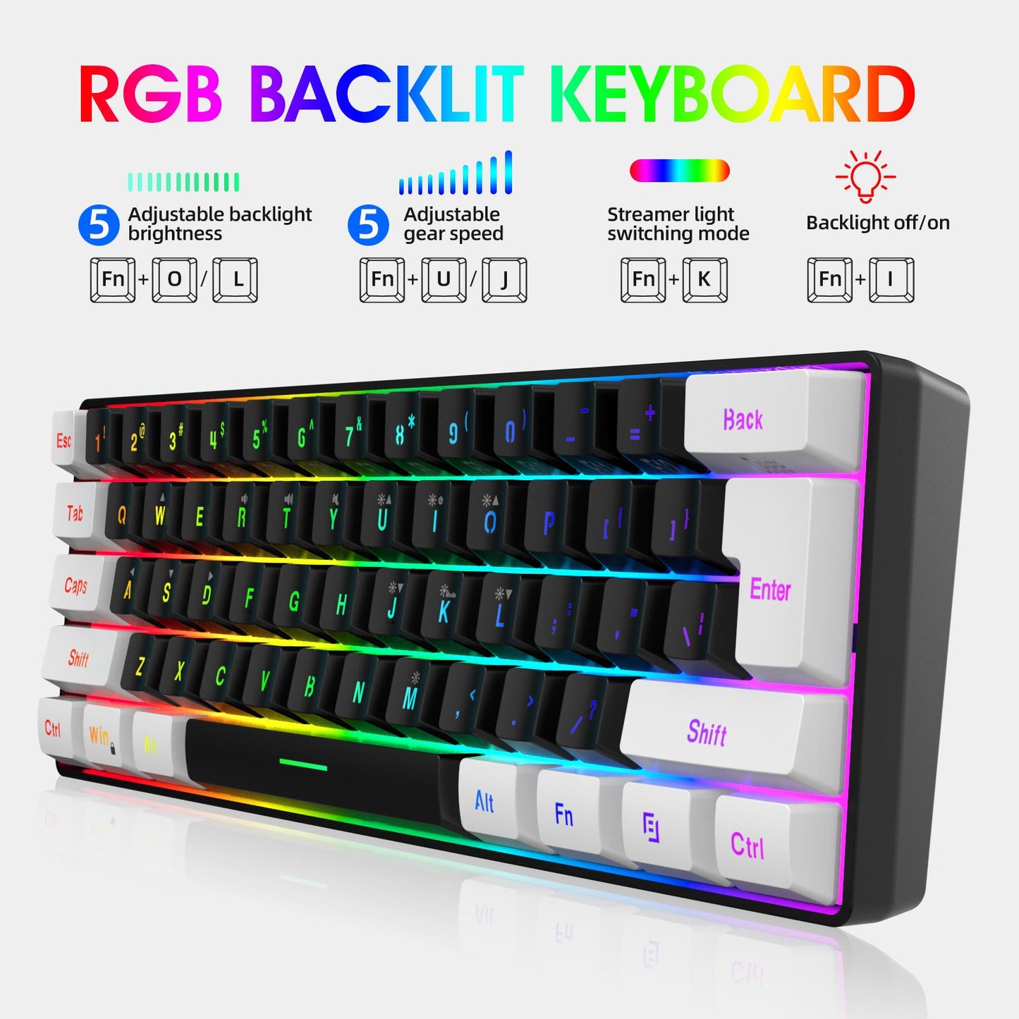 Gaming Keyboard PC Keyboard Multifunctional Portable Ergonomic for PC Office