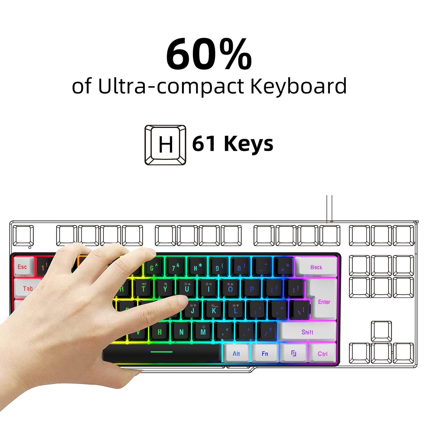 Gaming Keyboard PC Keyboard Multifunctional Portable Ergonomic for PC Office