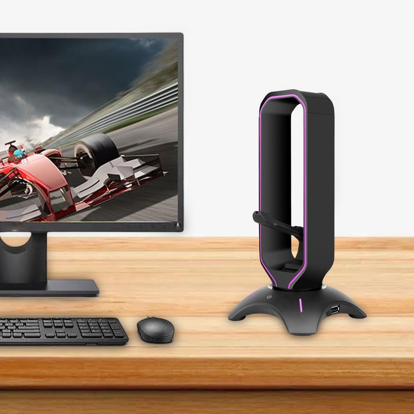 Headset Holder Earphone Stand RGB Light PC Accessories for All Headsets Black