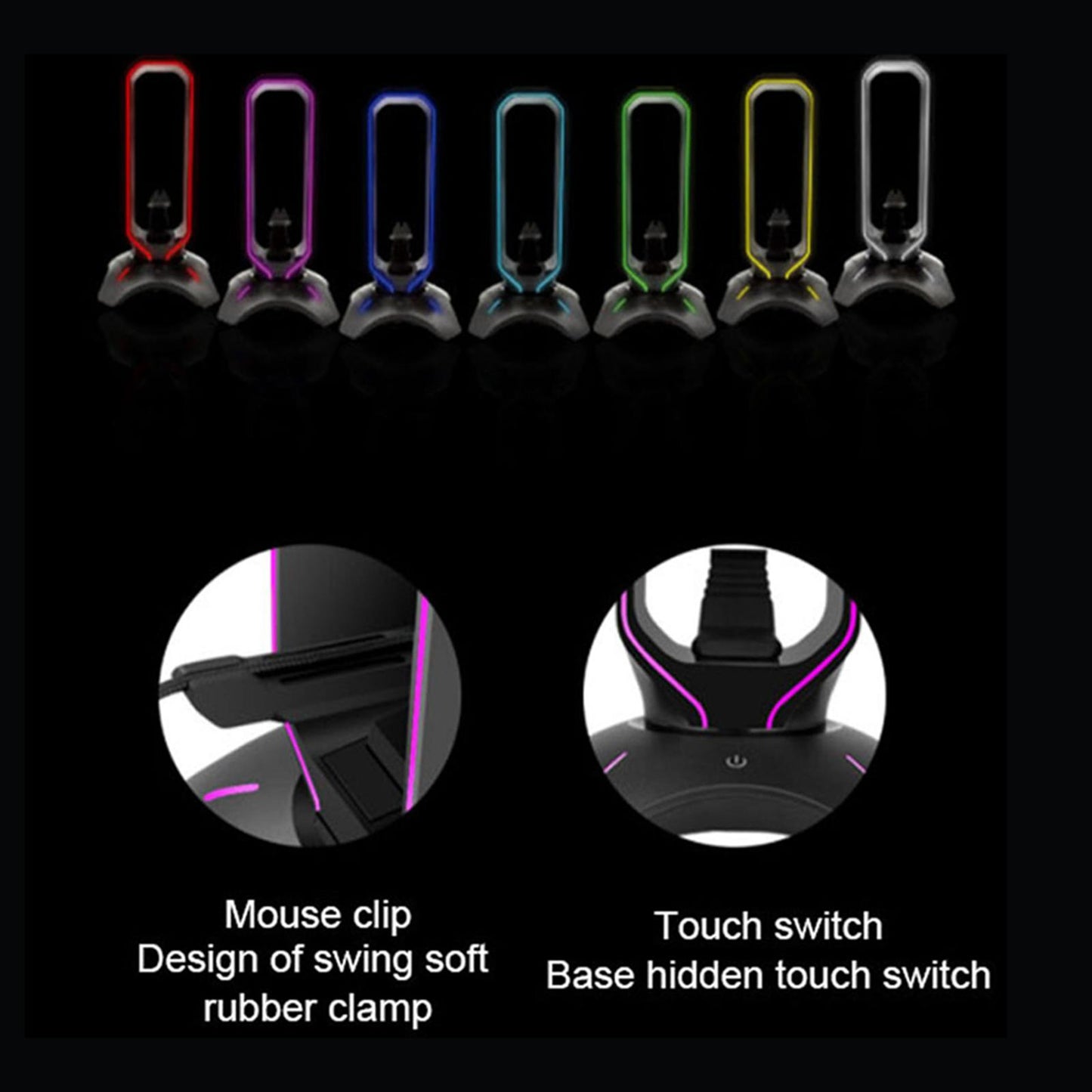Headset Holder Earphone Stand RGB Light PC Accessories for All Headsets Black