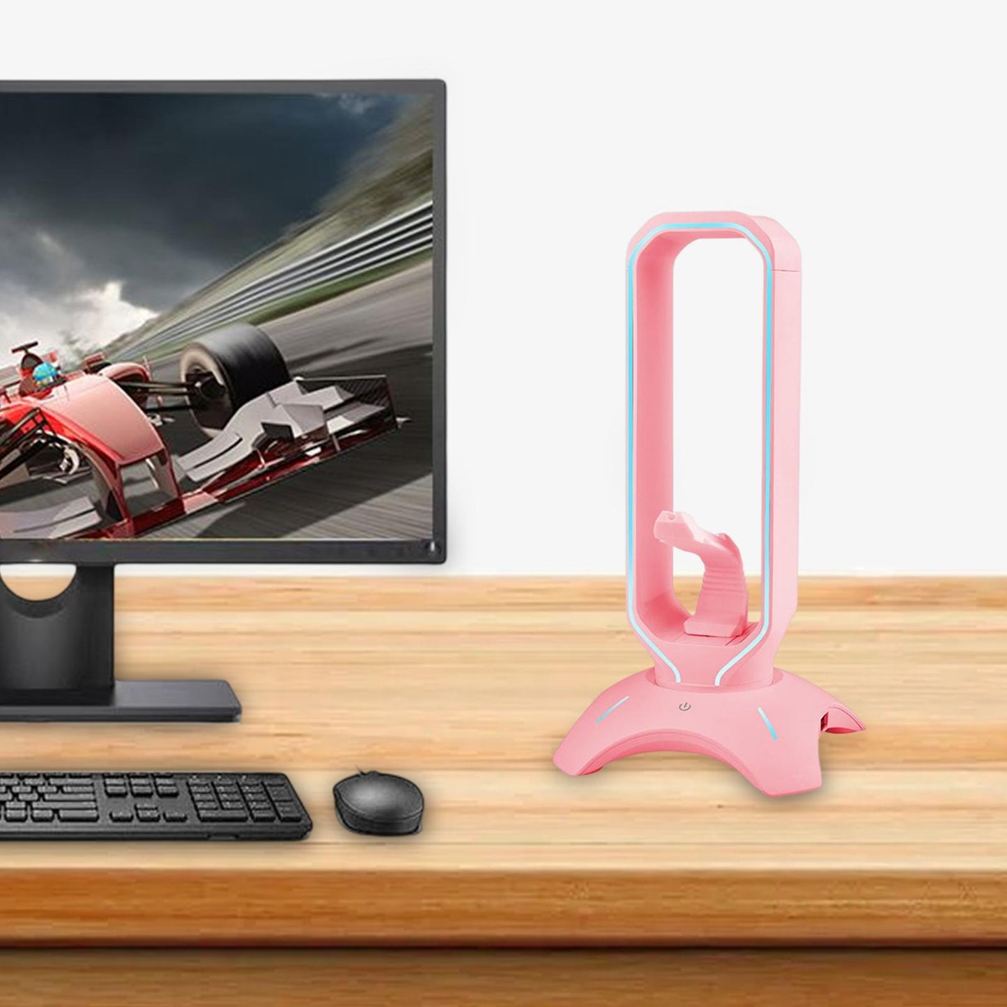 Headset Holder Earphone Stand RGB Light PC Accessories for All Headsets Pink