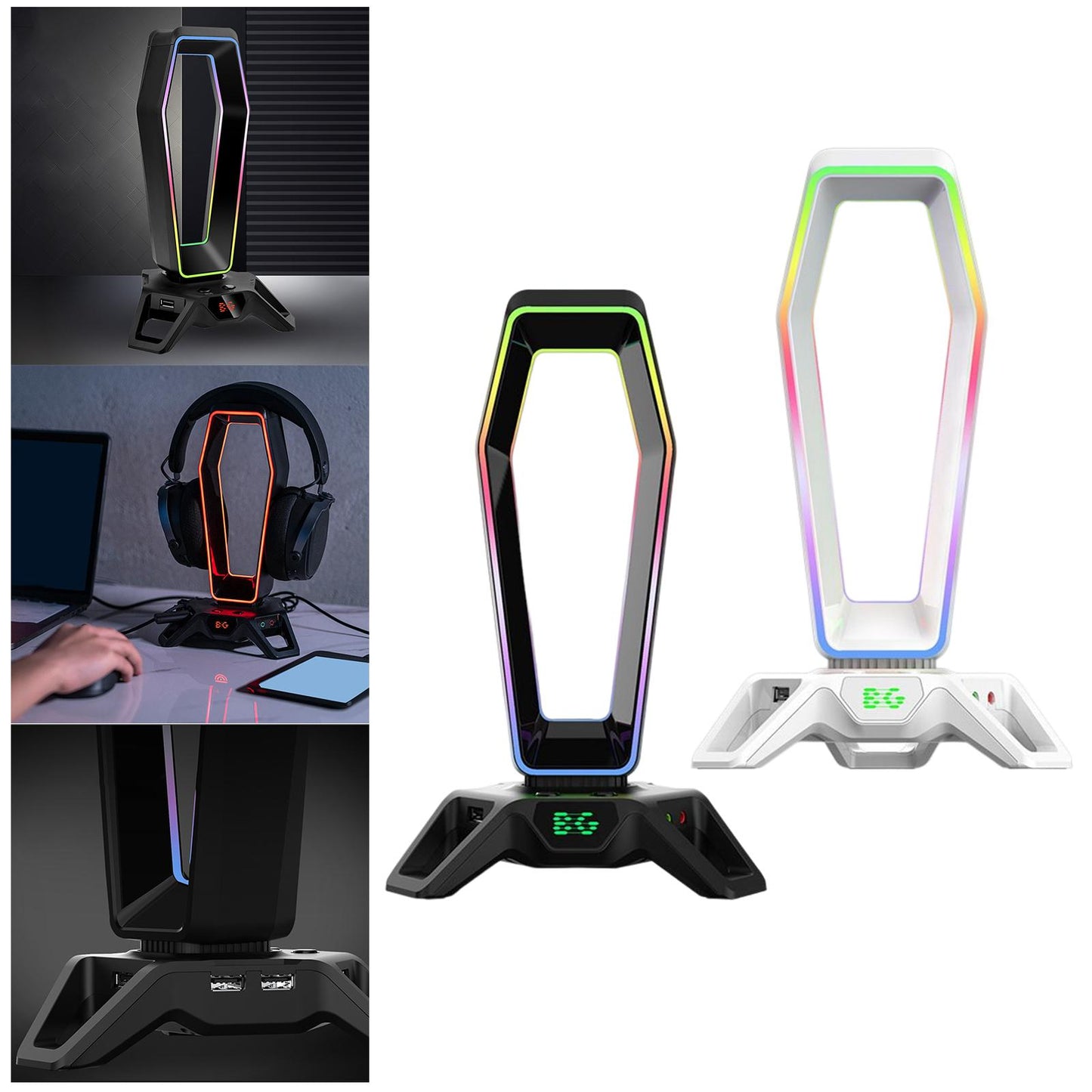Headset Holder Desktop Desktop Display Shelf Desk Gaming for All Headsets White