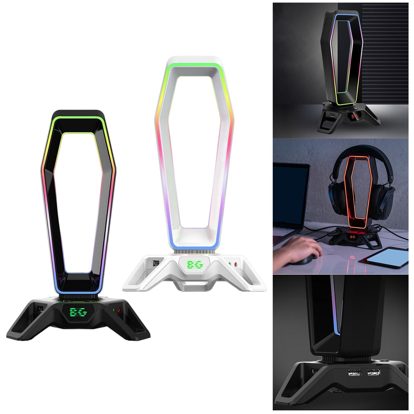 Headset Holder Desktop Desktop Display Shelf Desk Gaming for All Headsets White