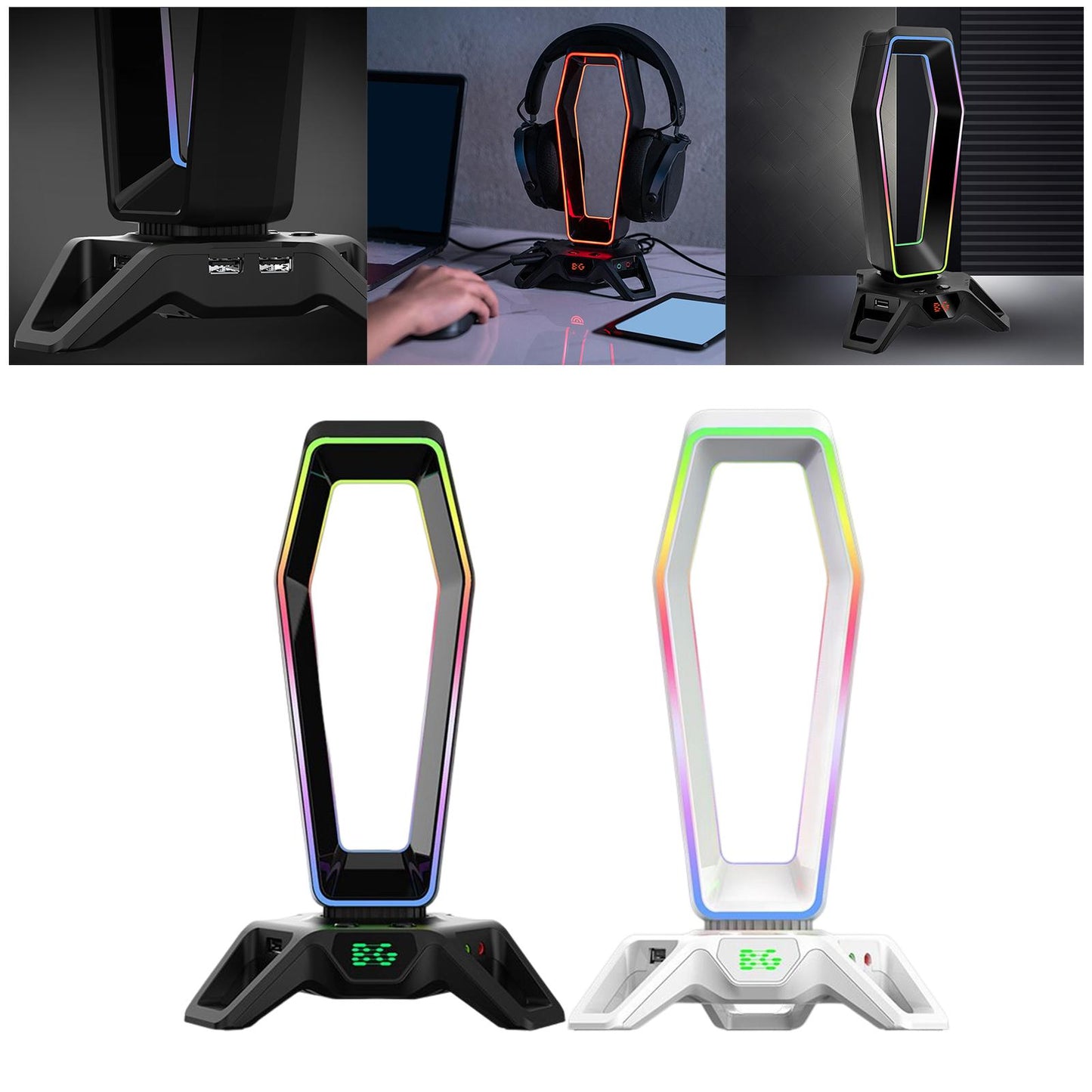 Headset Holder Desktop Desktop Display Shelf Desk Gaming for All Headsets White
