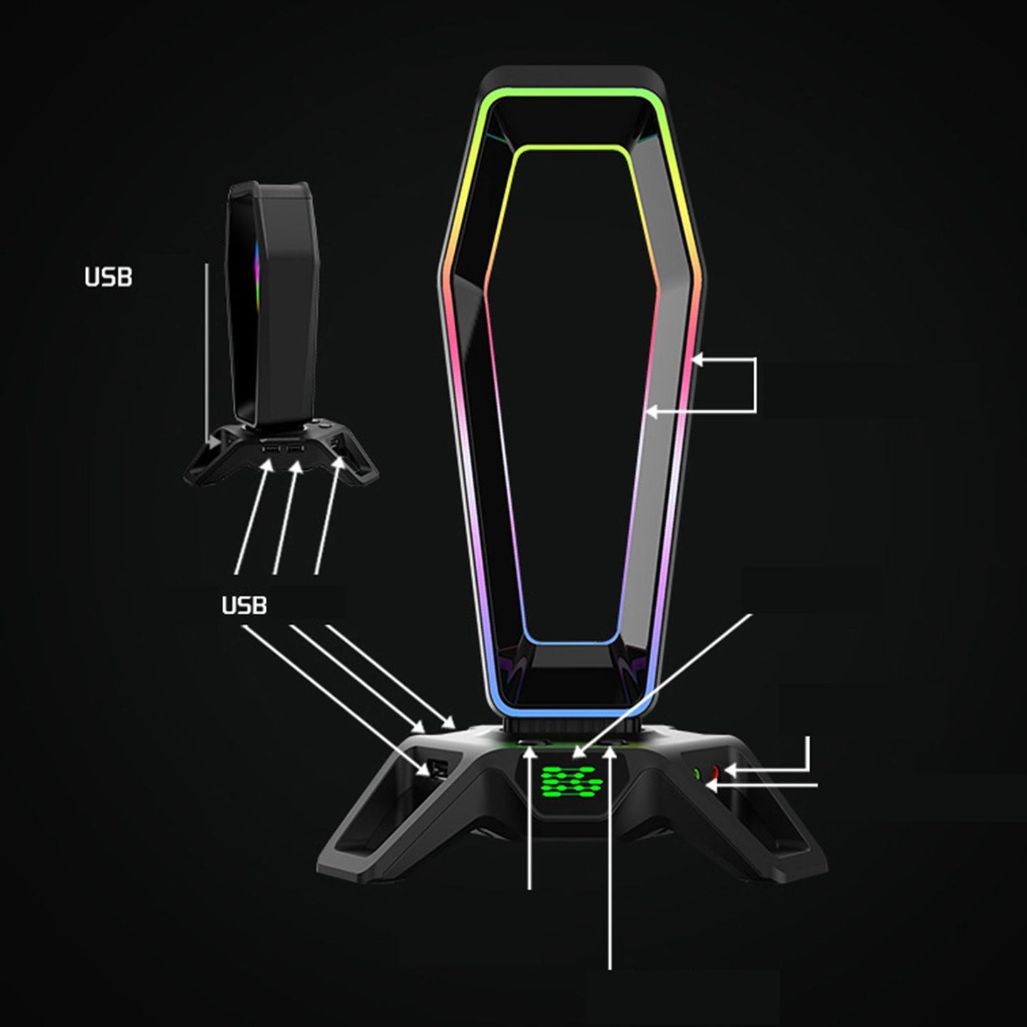 Headset Holder Desktop Desktop Display Shelf Desk Gaming for All Headsets Black