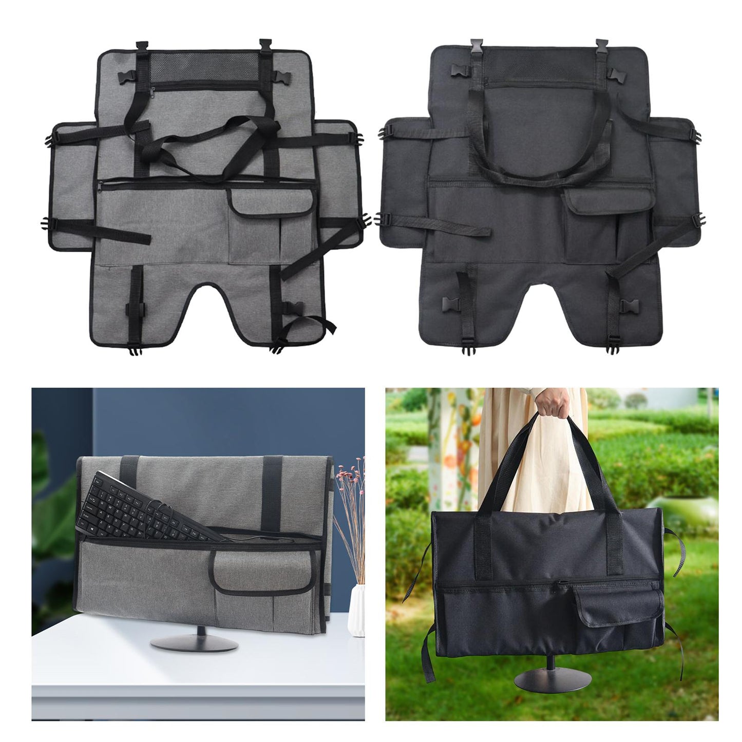 Monitor Carrying Bag Anti Scratch Screen Storage Bag with Handle for Travel Gray