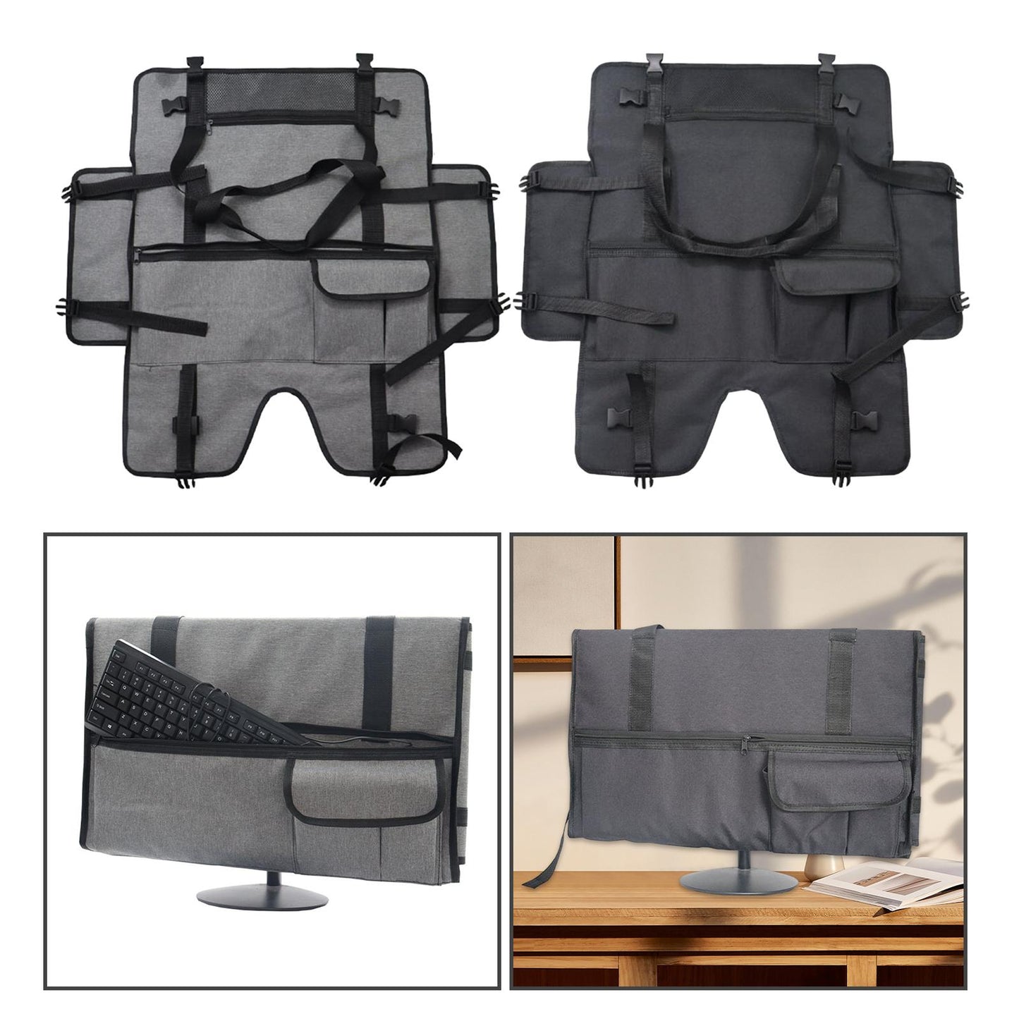 Monitor Carrying Bag Anti Scratch Screen Storage Bag with Handle for Travel Gray