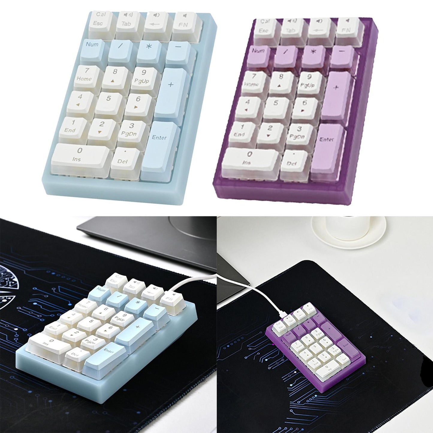 Wired Numeric Keypad Waterproof Portable for Office Home Desktop Blue