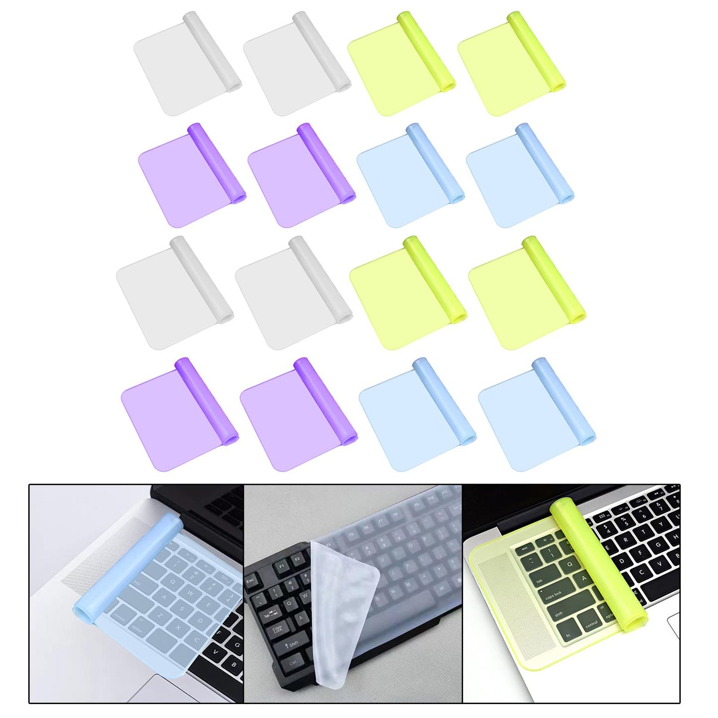 2 Pieces Keyboard Protector Cover Skin Durable Soft Washable Silicone Laptop 12inch-14inch Clear