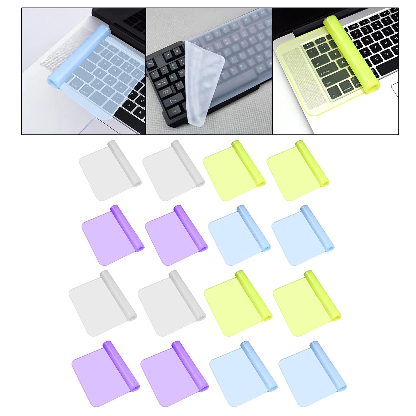 2 Pieces Keyboard Protector Cover Skin Durable Soft Washable Silicone Laptop 12inch-14inch Clear