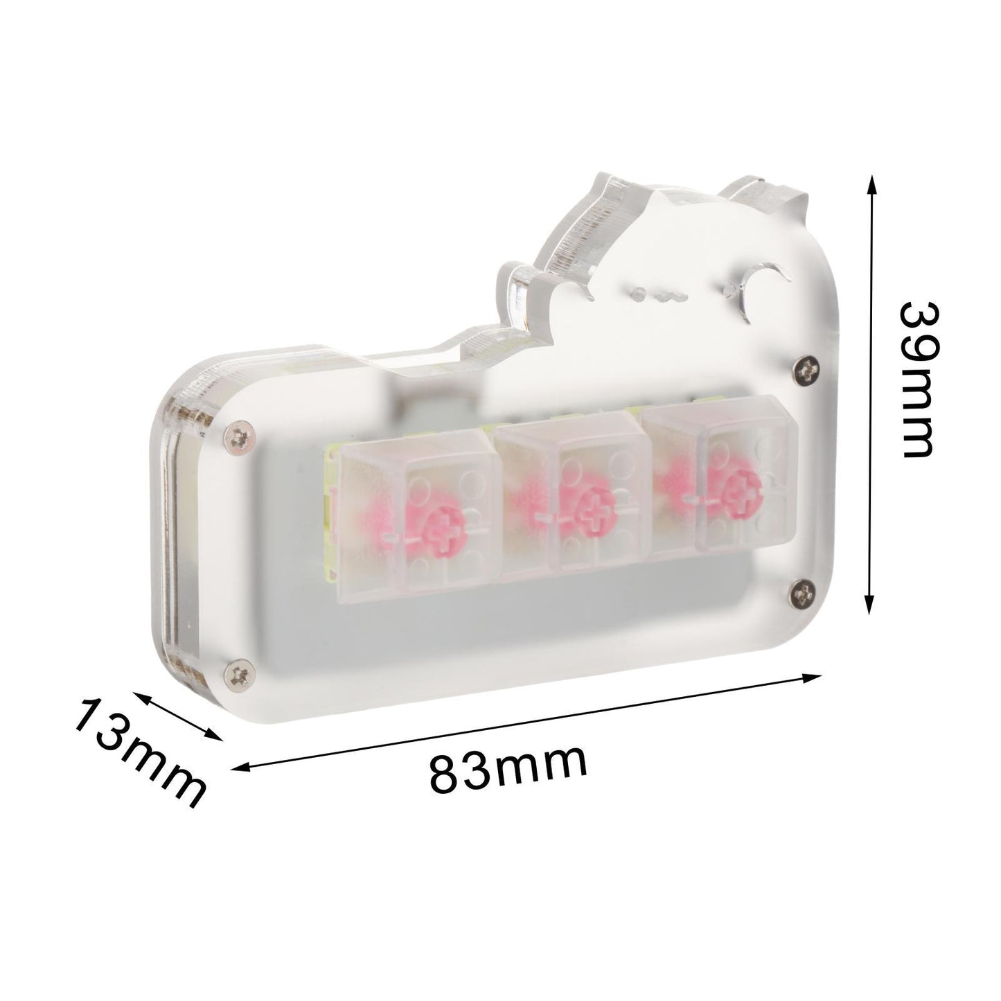 Mini 3 Key Game Keypad Macro Programmable RGB LED Backlit Transparent Keycap Gold Pink Switch