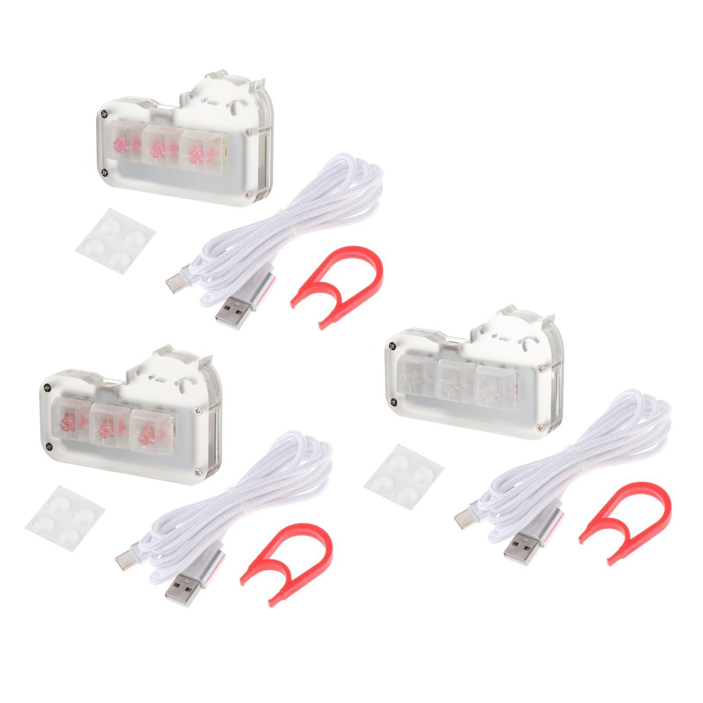 Mini 3 Key Game Keypad Macro Programmable RGB LED Backlit Transparent Keycap Gold Pink Switch