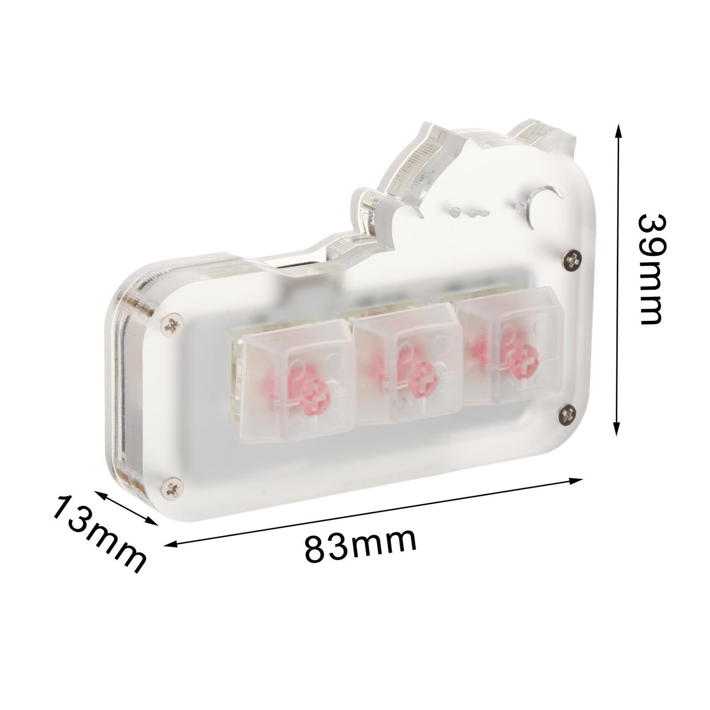 Mini 3 Key Game Keypad Macro Programmable RGB LED Backlit Transparent Keycap Red Switch
