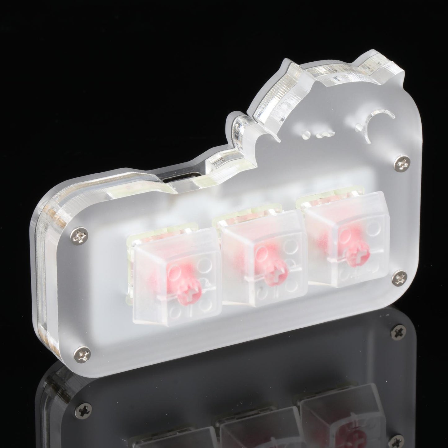 Mini 3 Key Game Keypad Macro Programmable RGB LED Backlit Transparent Keycap Red Switch