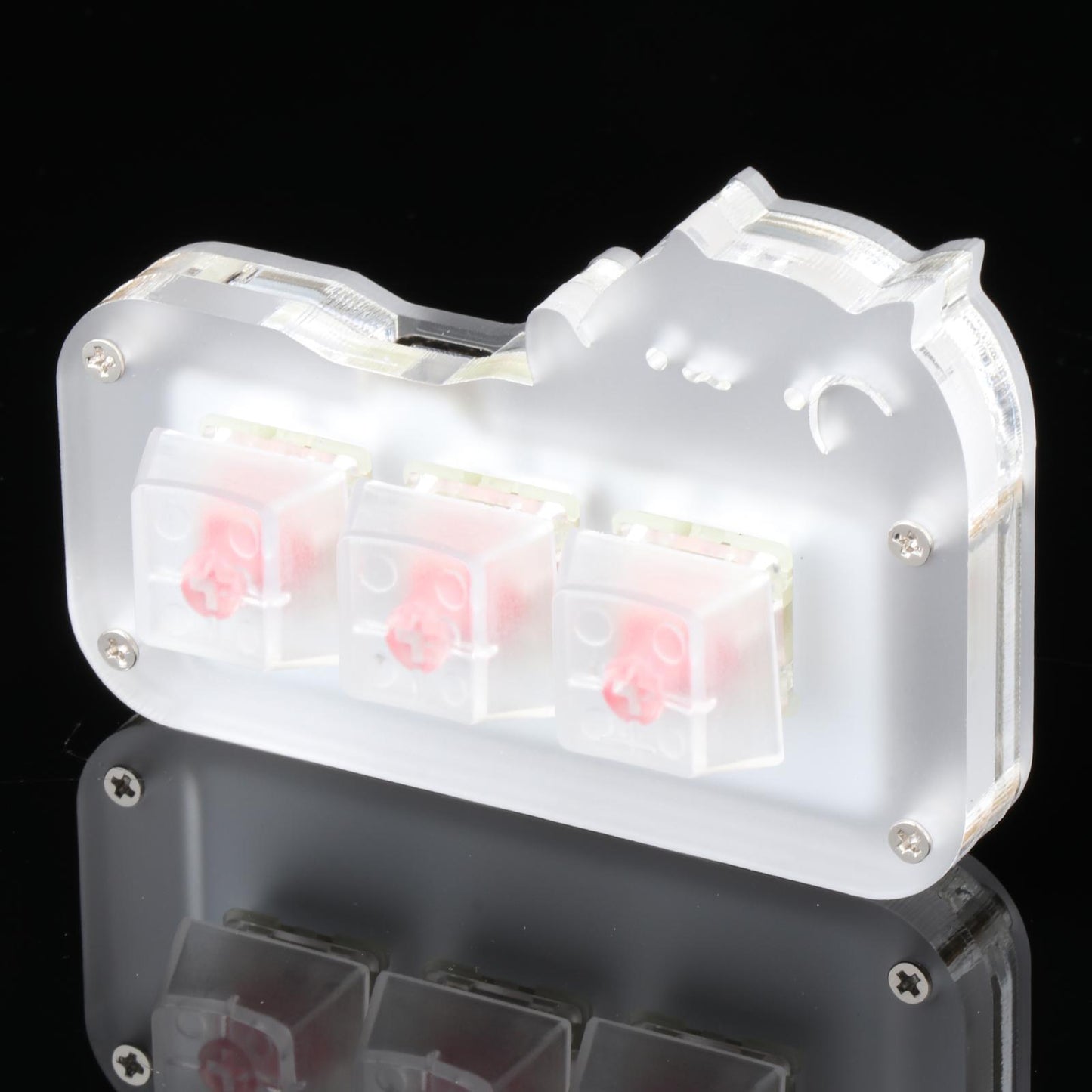 Mini 3 Key Game Keypad Macro Programmable RGB LED Backlit Transparent Keycap Red Switch