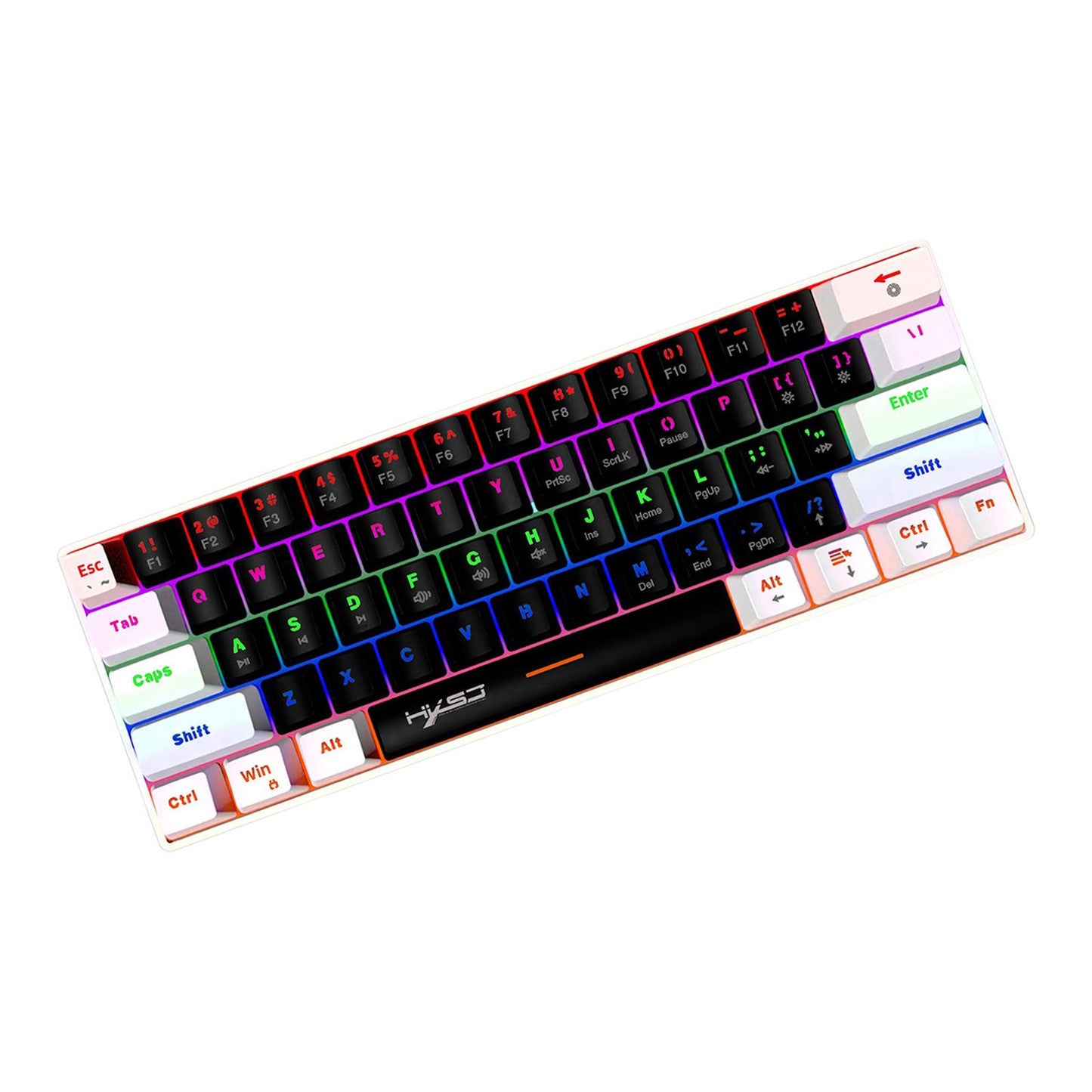 Mechanical Keyboard Mini 61 Keys Mechanical Axis Light Adjustment for Office Whiteblack whitecase