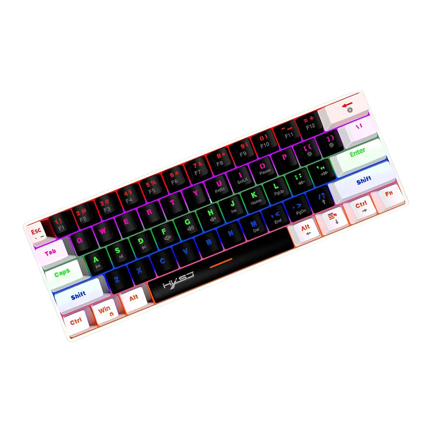Mechanical Keyboard Mini 61 Keys Mechanical Axis Light Adjustment for Office Whiteblack whitecase