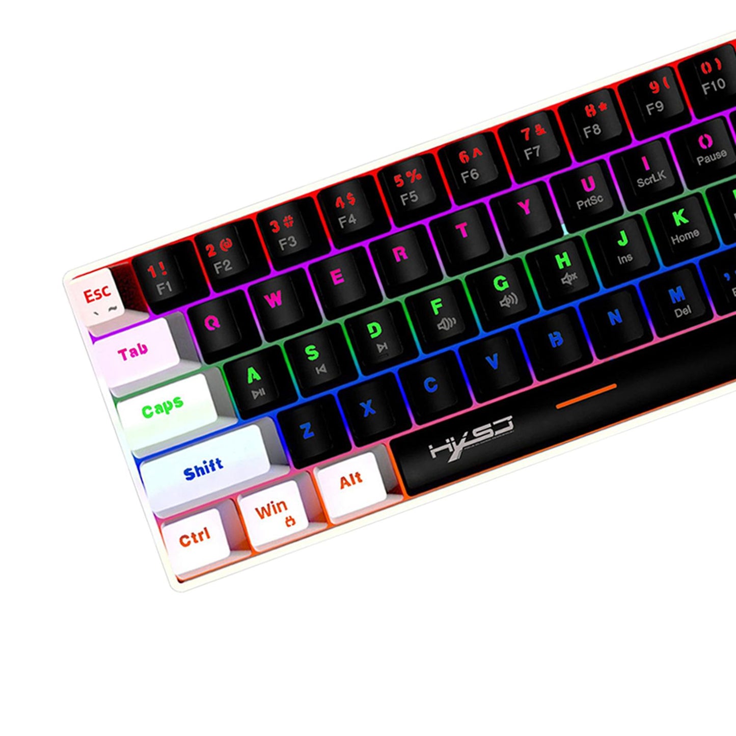 Mechanical Keyboard Mini 61 Keys Mechanical Axis Light Adjustment for Office Whiteblack whitecase