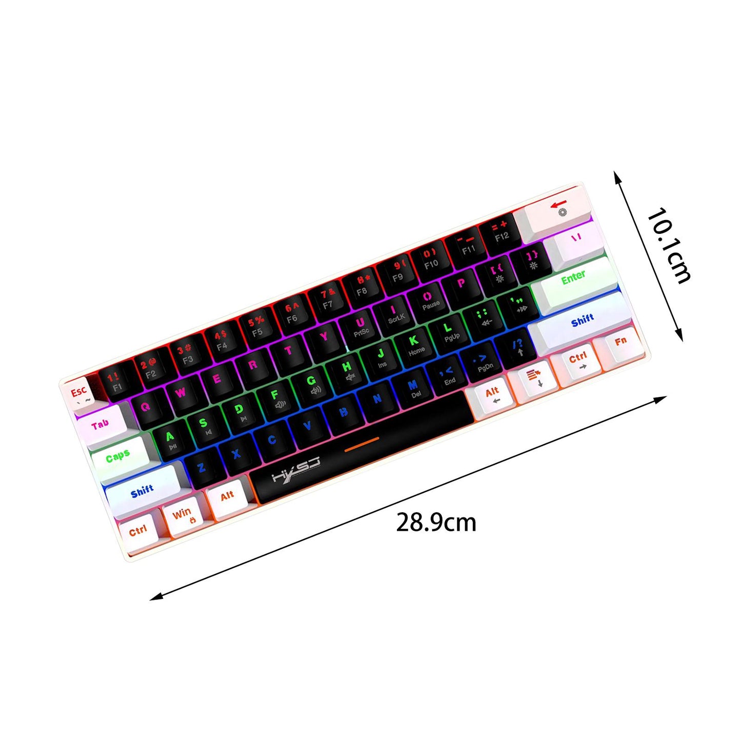 Mechanical Keyboard Mini 61 Keys Mechanical Axis Light Adjustment for Office Whiteblack whitecase