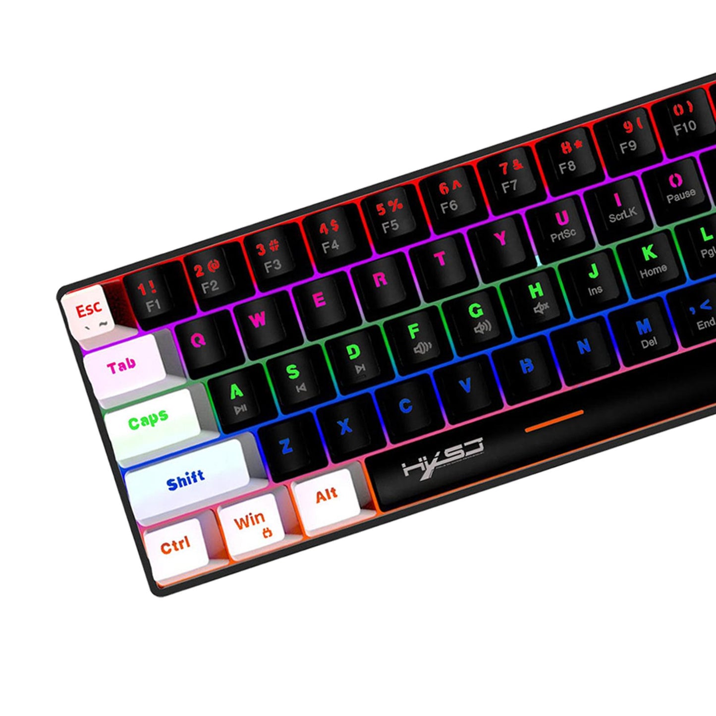 Mechanical Keyboard Mini 61 Keys Mechanical Axis Light Adjustment for Office Whiteblack blackcase