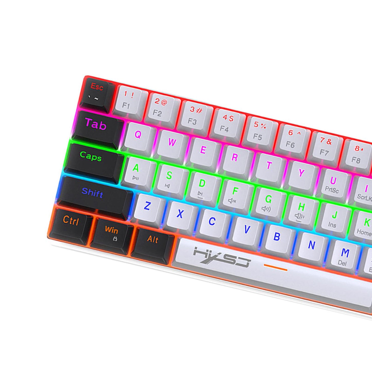 Mechanical Keyboard Mini 61 Keys Mechanical Axis Light Adjustment for Office Blackwhite whitecase